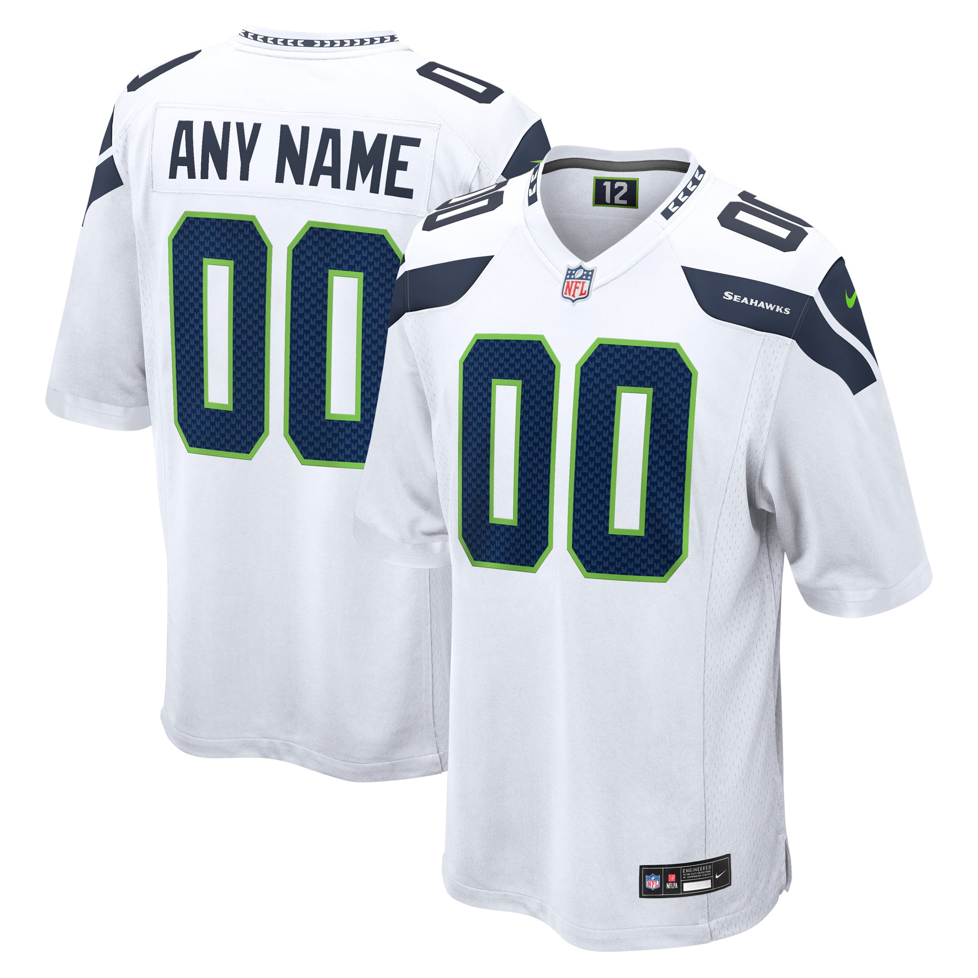 Seattle Seahawks Custom Game Jersey - College Navy - White - Image 2