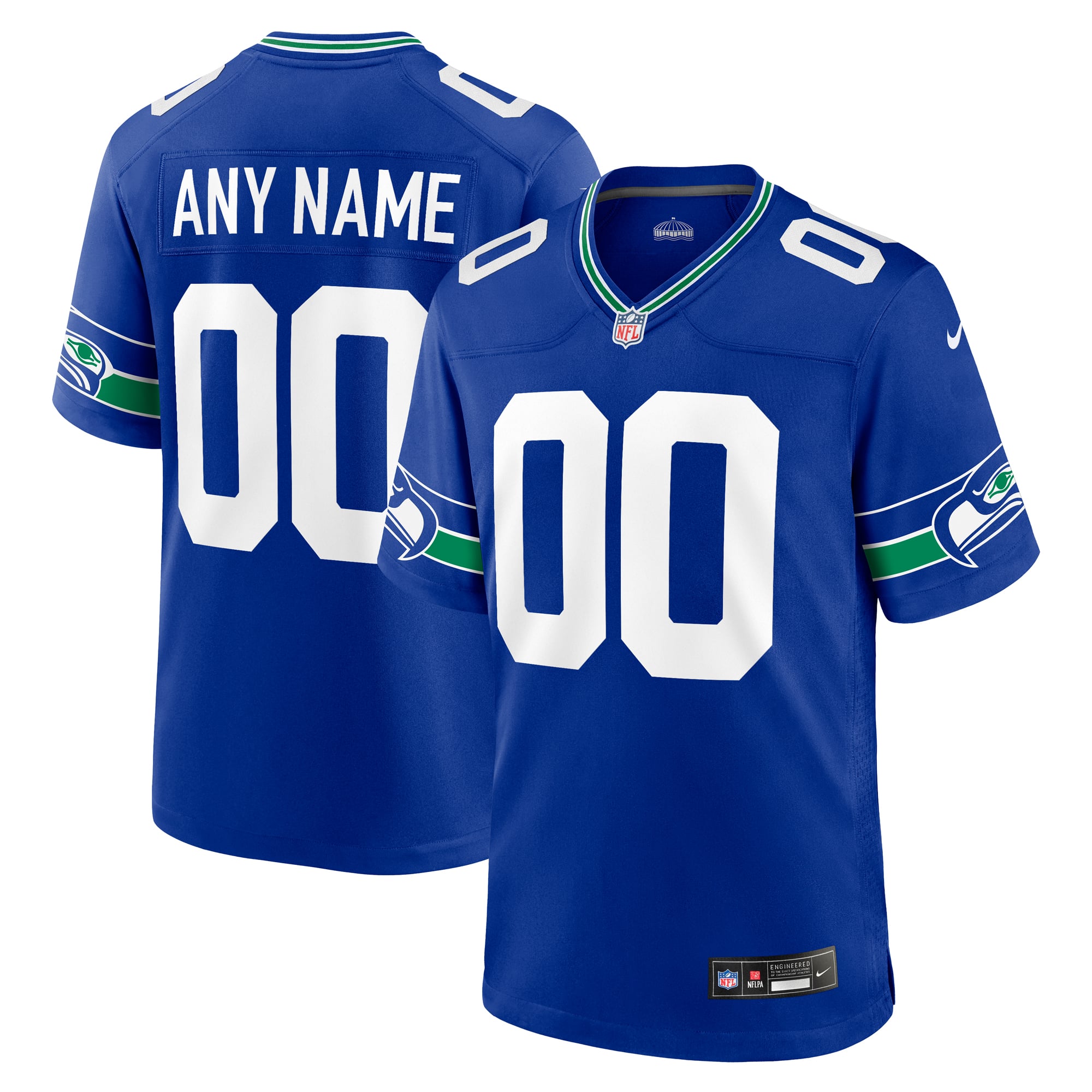 Seattle Seahawks Custom Game Jersey - Royal - Image 2