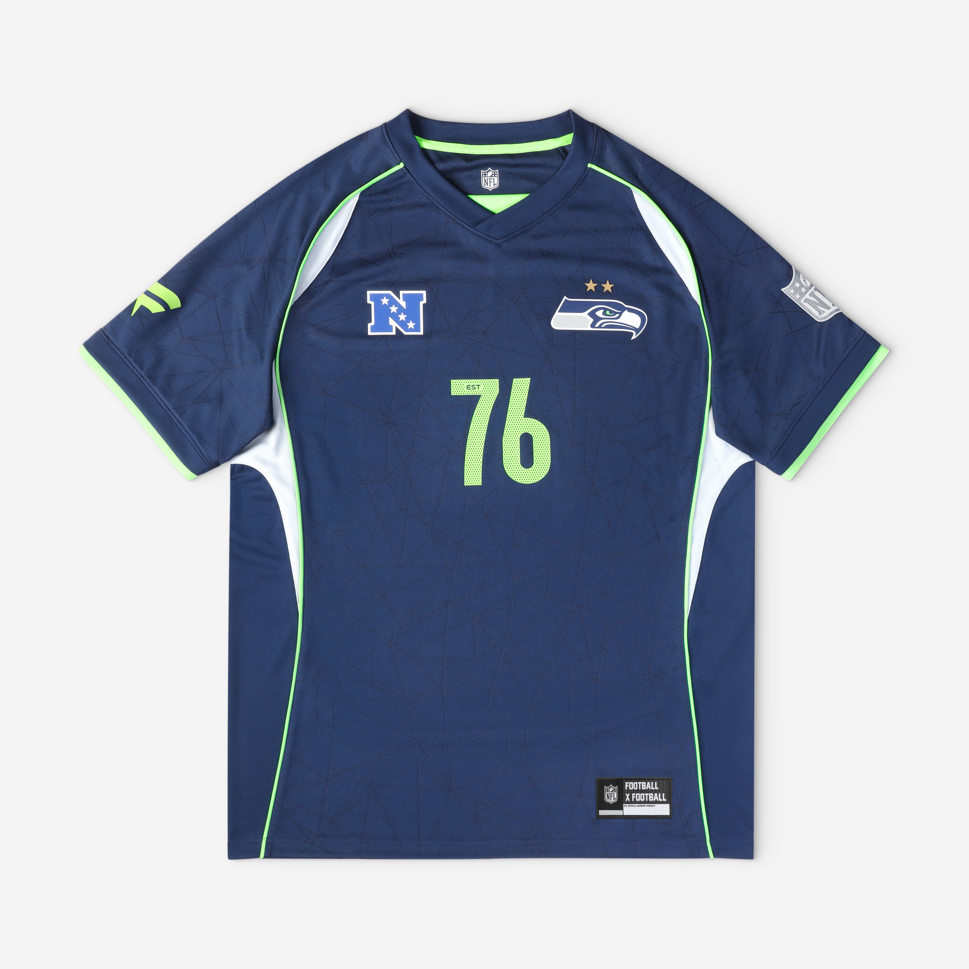 Seattle Seahawks Youth Football x Football V-Neck Fan Top - College Navy - Image 2