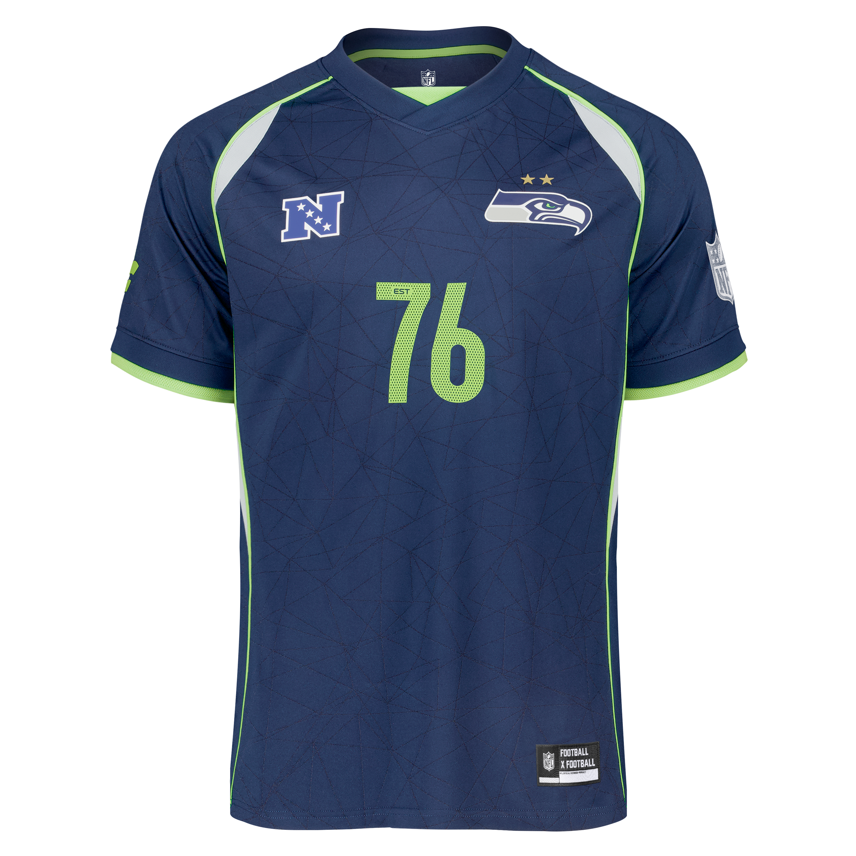 Seattle Seahawks Youth Football x Football V-Neck Fan Top - College Navy - Image 12
