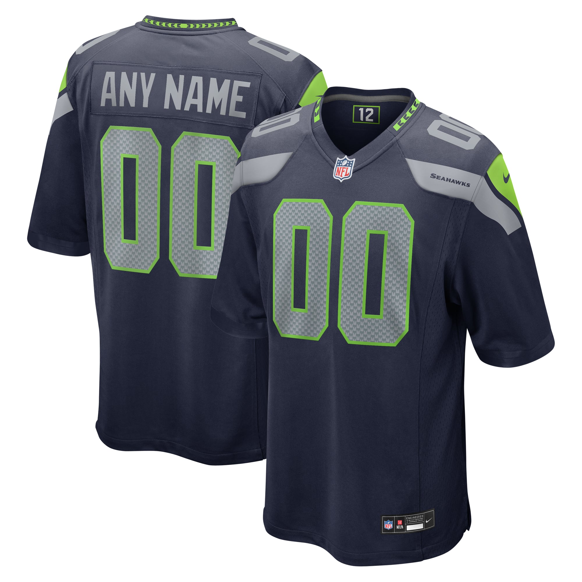Seattle Seahawks Throwback Custom Jersey - Navy - Image 2
