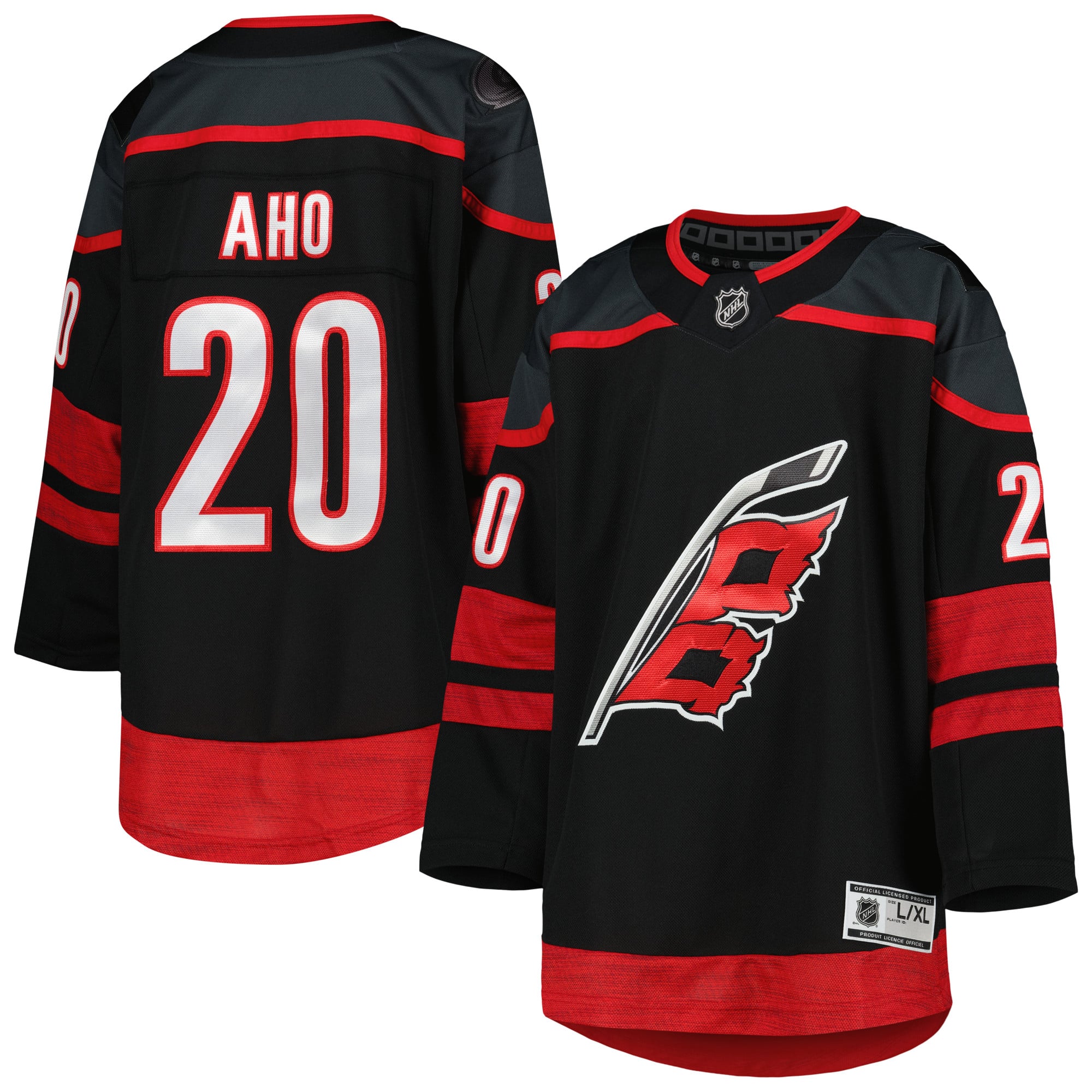 Sebastian Aho Carolina Hurricanes Youth Home Premier Player Jersey - Black - Image 2
