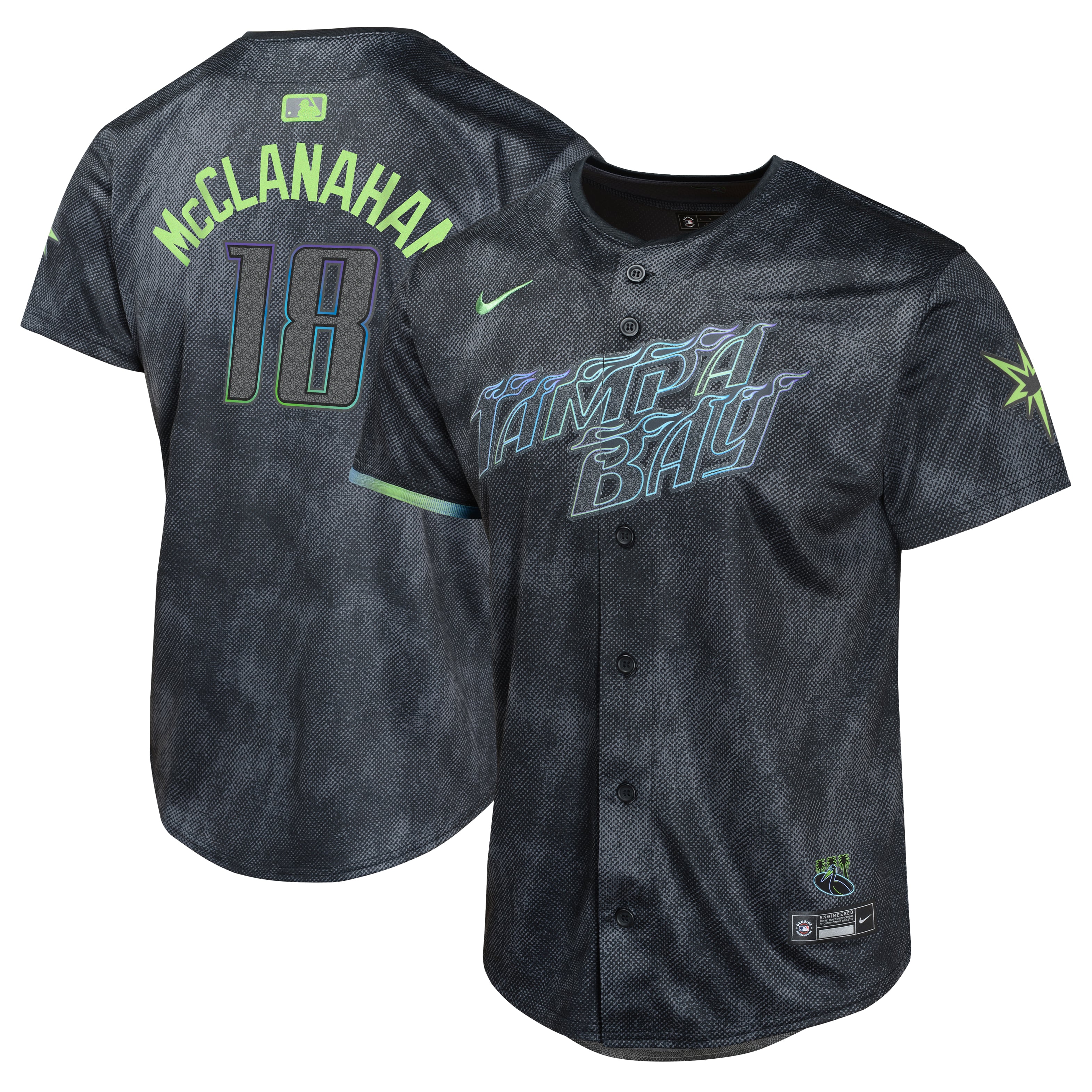Shane McClanahan Tampa Bay Rays Youth 2024 City Connect Limited Player Jersey - Charcoal - Image 2