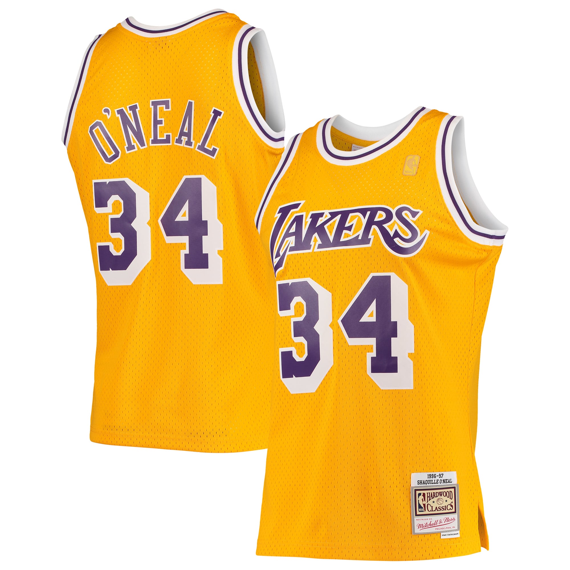 Shaquille O'Neal Los Angeles Lakers 1996/97 Hardwood Classics Swingman Jersey - Gold - Image 2