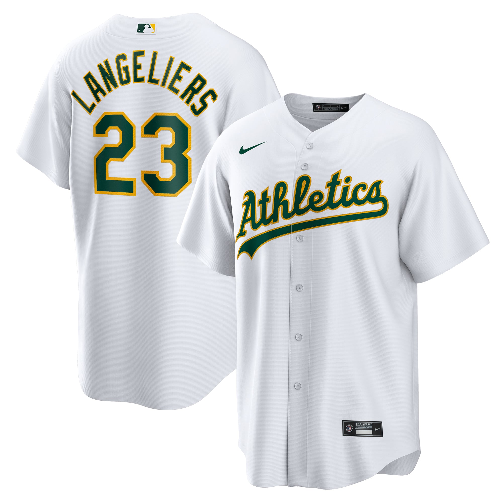 Shea Langeliers Athletics Home Jersey - White - Image 2