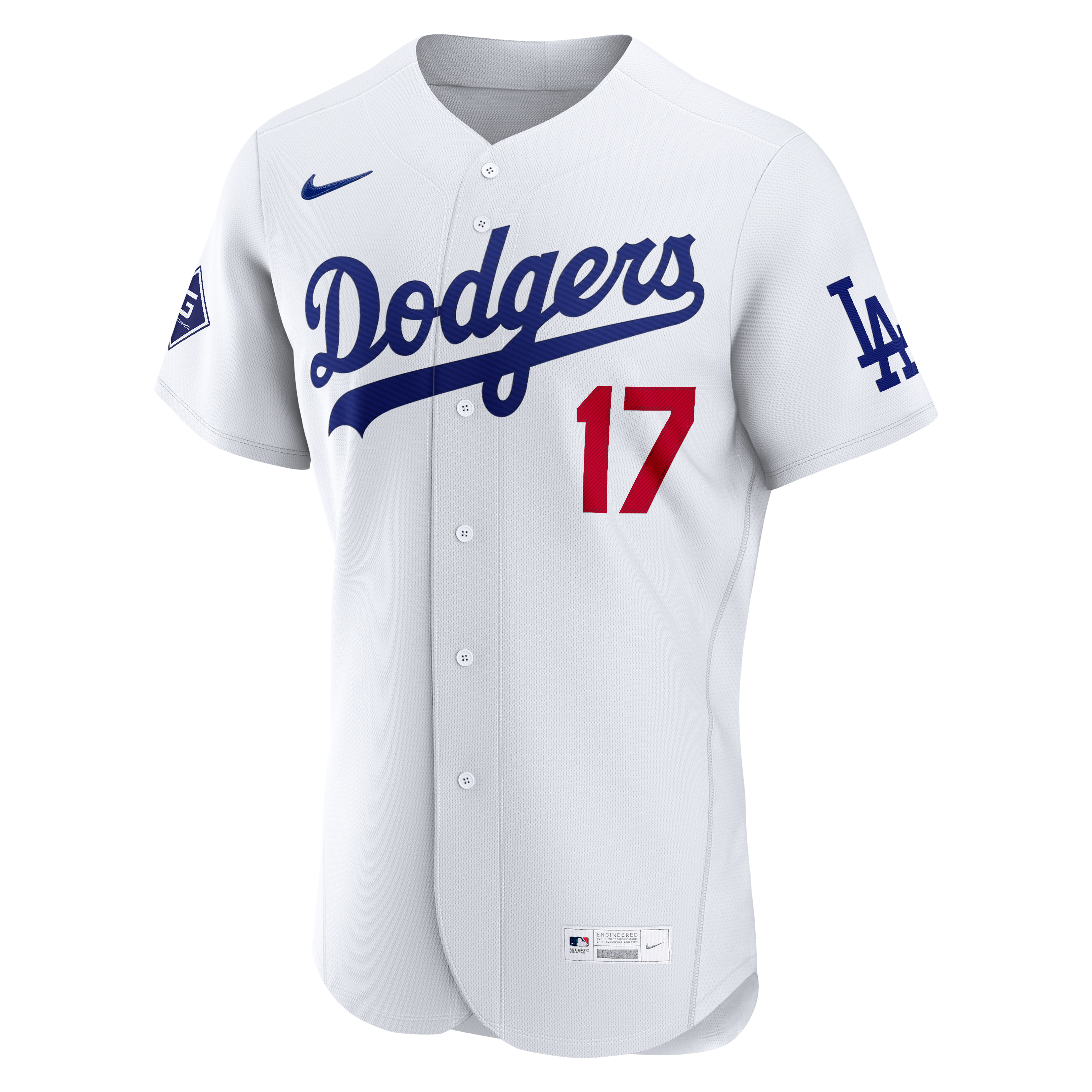 Shohei Ohtani Los Angeles Dodgers Home Sponsor Patch Jersey - White - Image 3