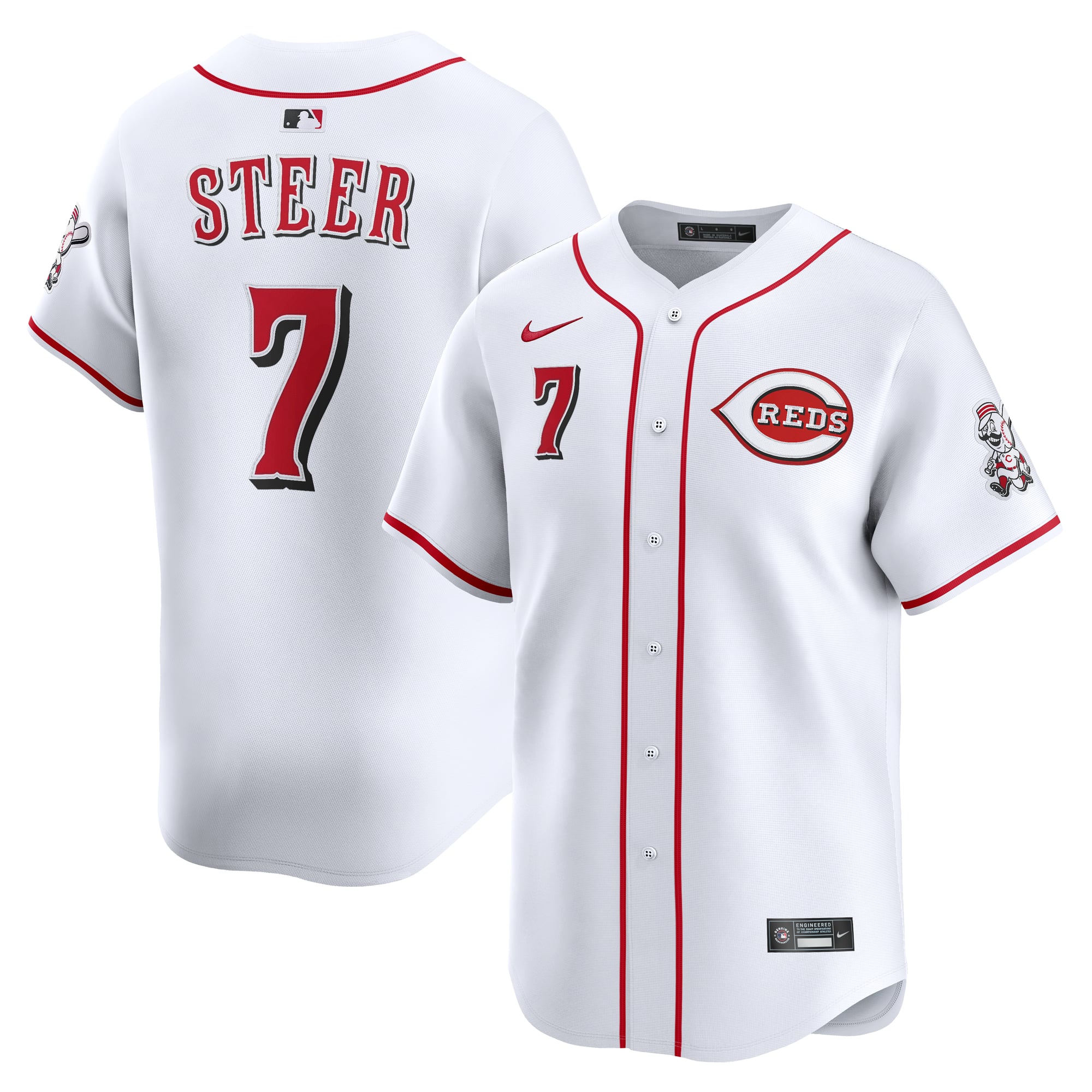 Spencer Steer Cincinnati Reds Home Limited Player Jersey - White - Image 2