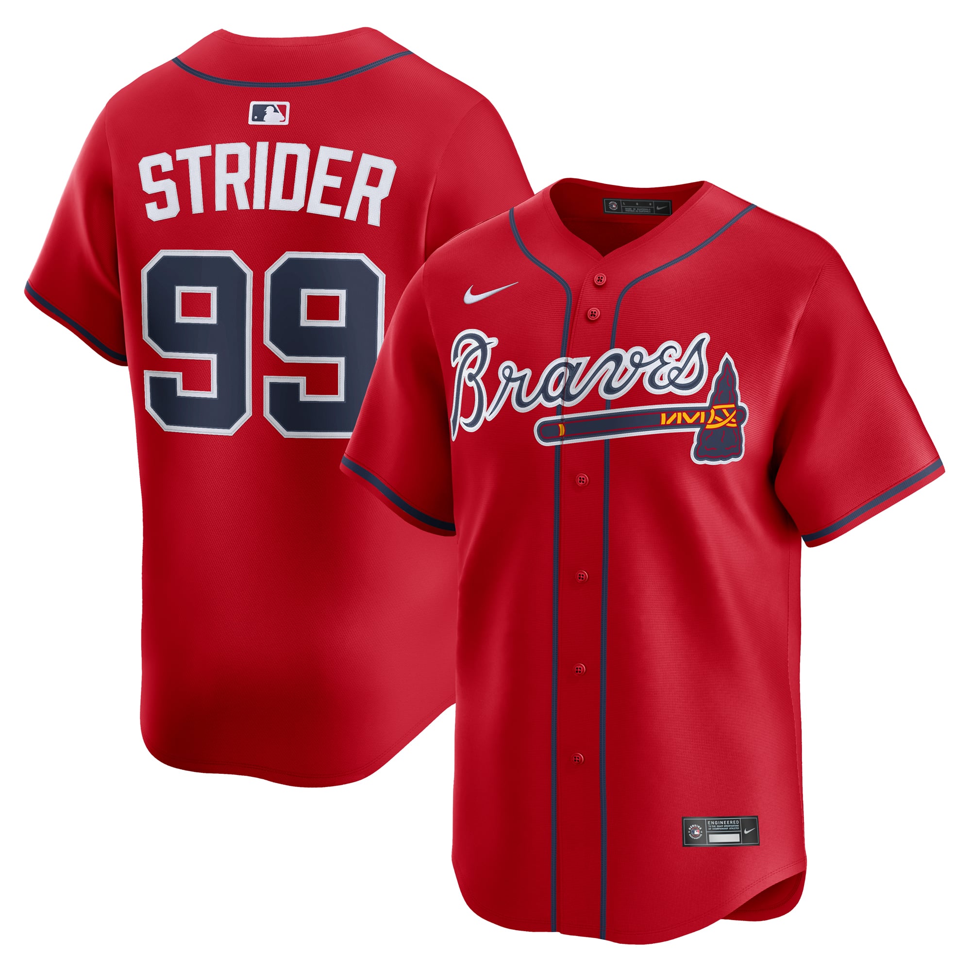 Spencer Strider Atlanta Braves Home Limited Player Jersey - Red - Image 2
