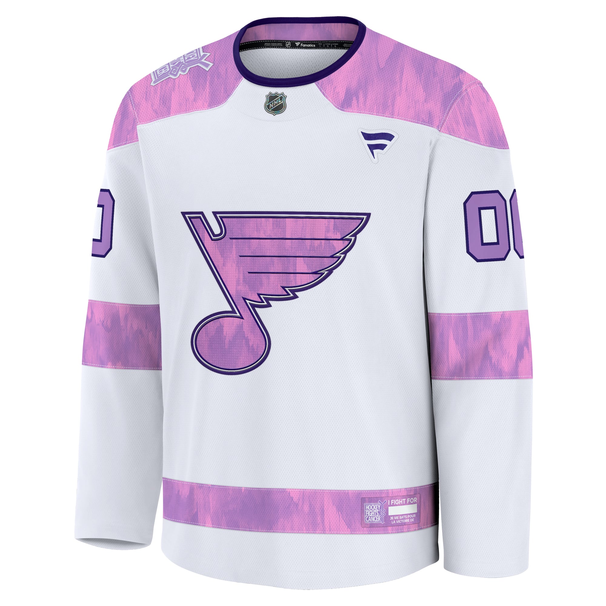 St. Louis Blues 2024 Hockey Fights Cancer Custom Practice Jersey - White - Image 3