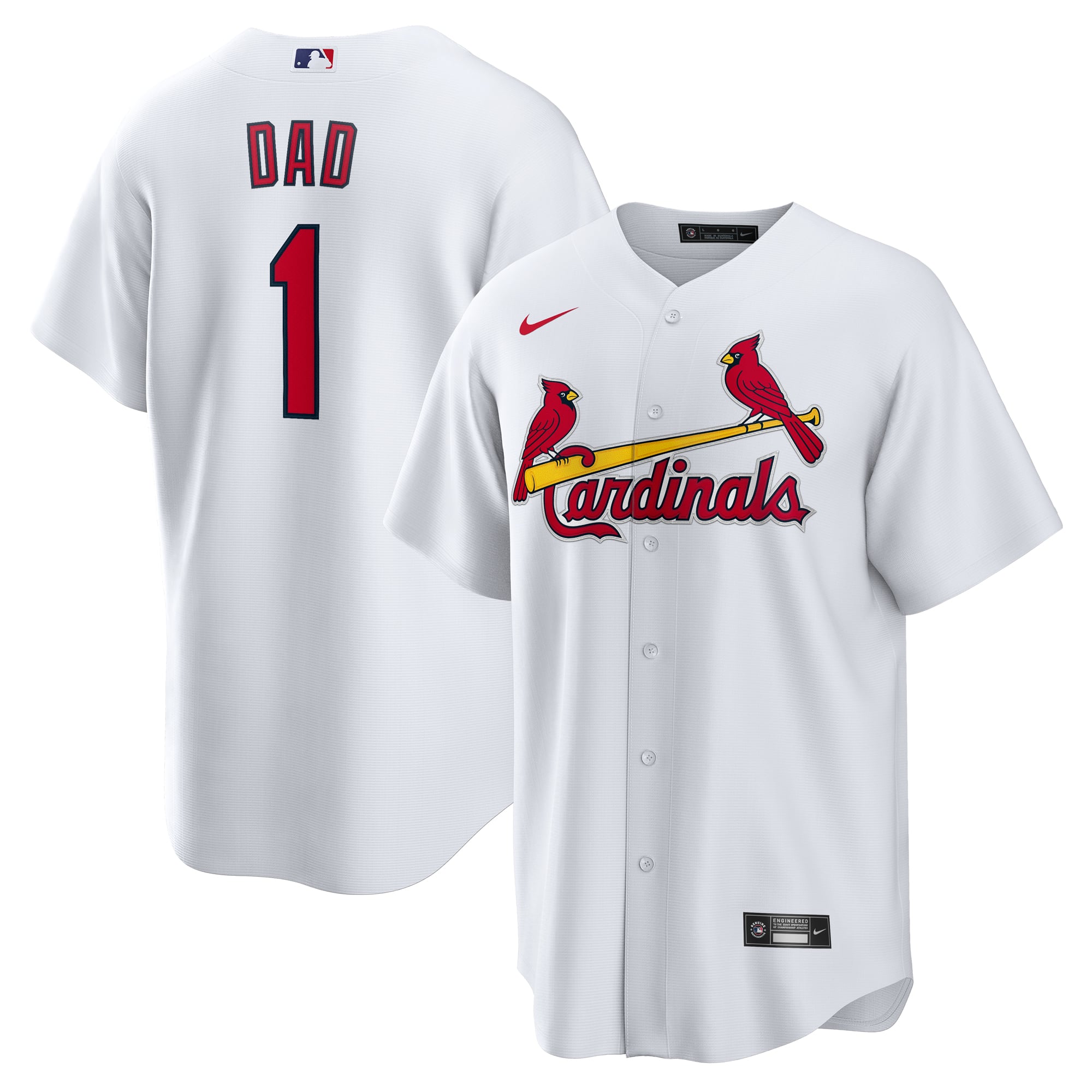 St. Louis Cardinals #1 Dad Home Jersey - White - Image 2