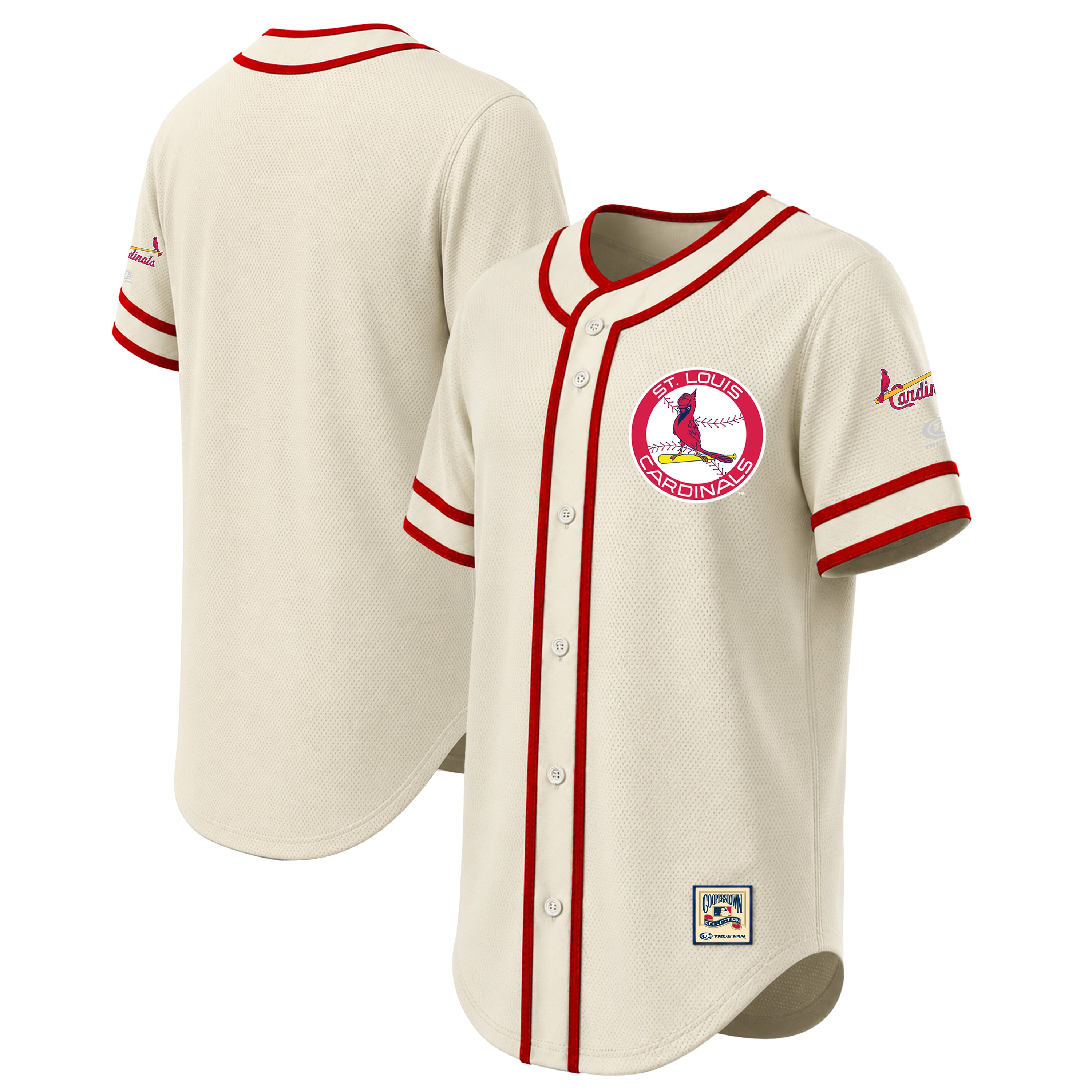 St. Louis Cardinals Stitches Throwback Fashion Jersey - Natural - Image 2