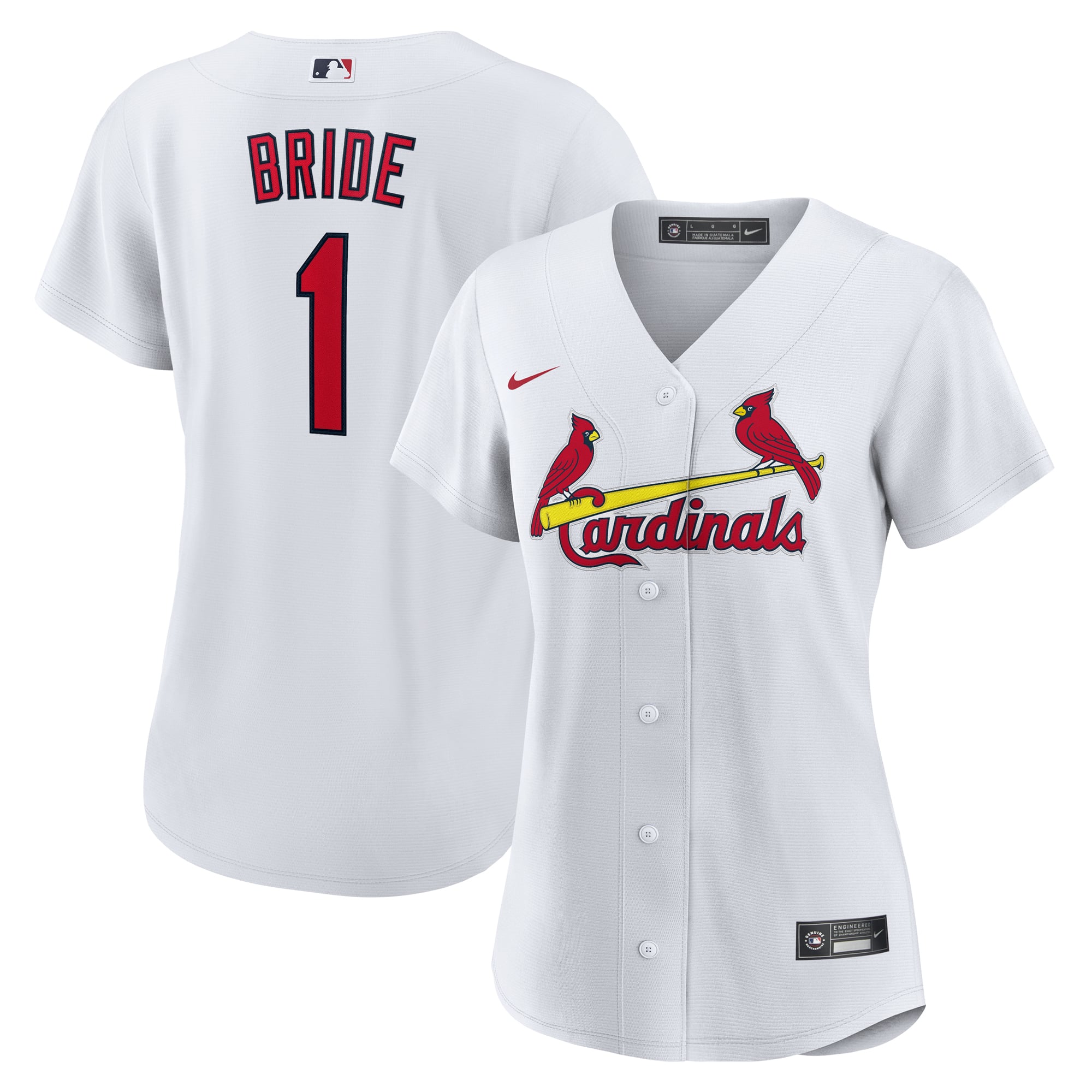 St. Louis Cardinals Women's #1 Bride Home Jersey - White - Image 2
