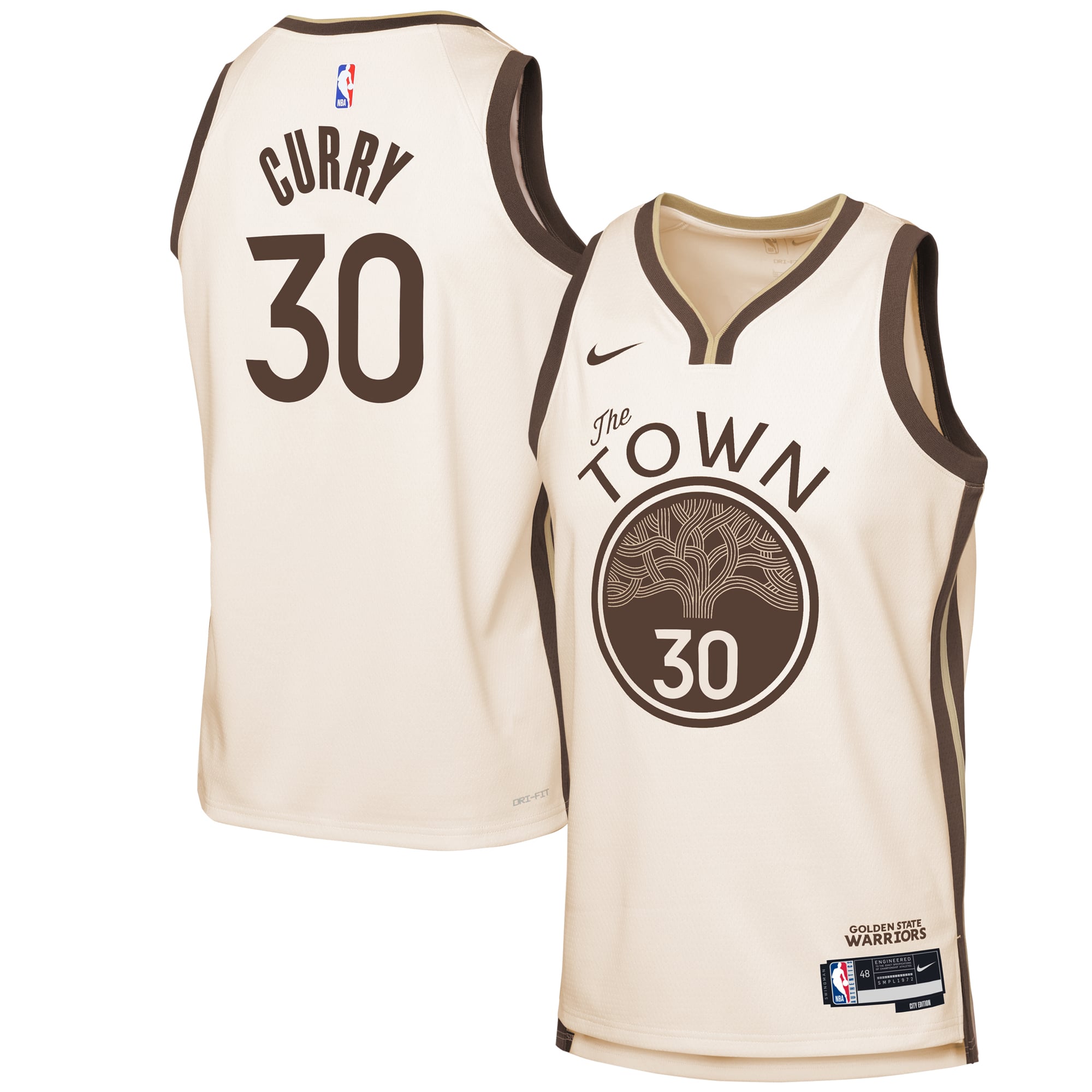 Stephen Curry Golden State Warriors Youth 2025/26 City Edition Swingman Jersey - Tan