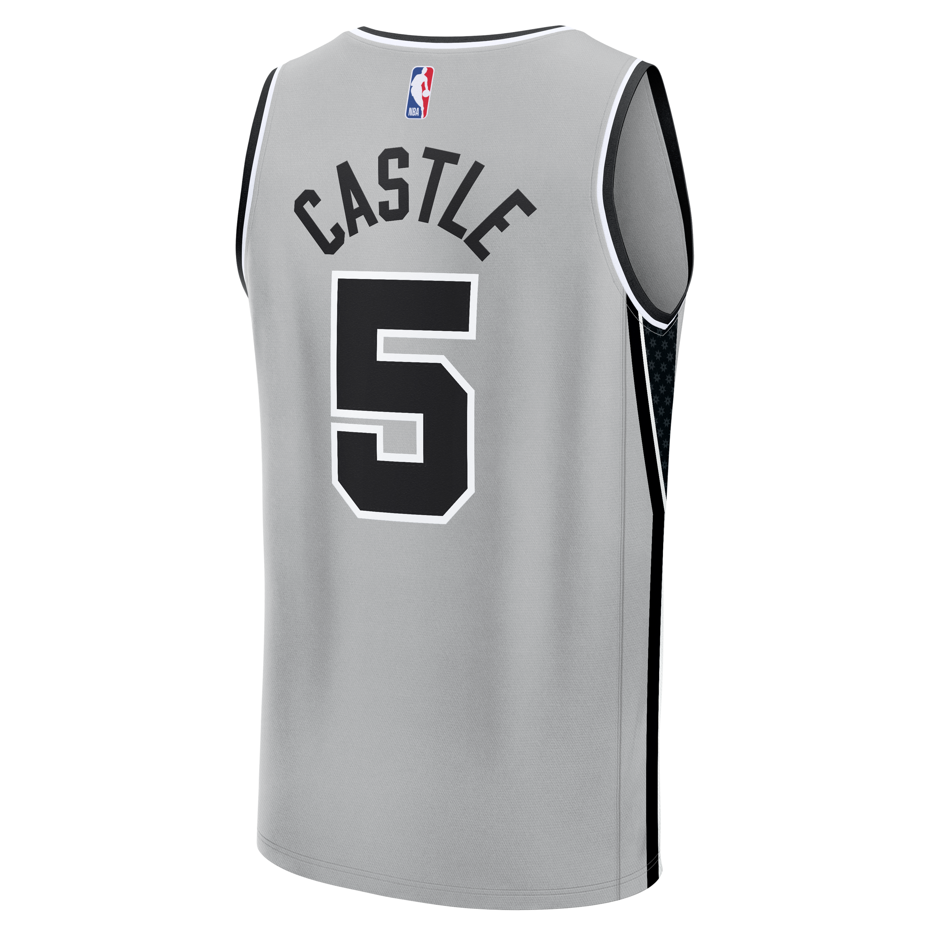 Stephon Castle San Antonio Spurs Fast Break Jersey - Statement Edition - Silver - Image 4