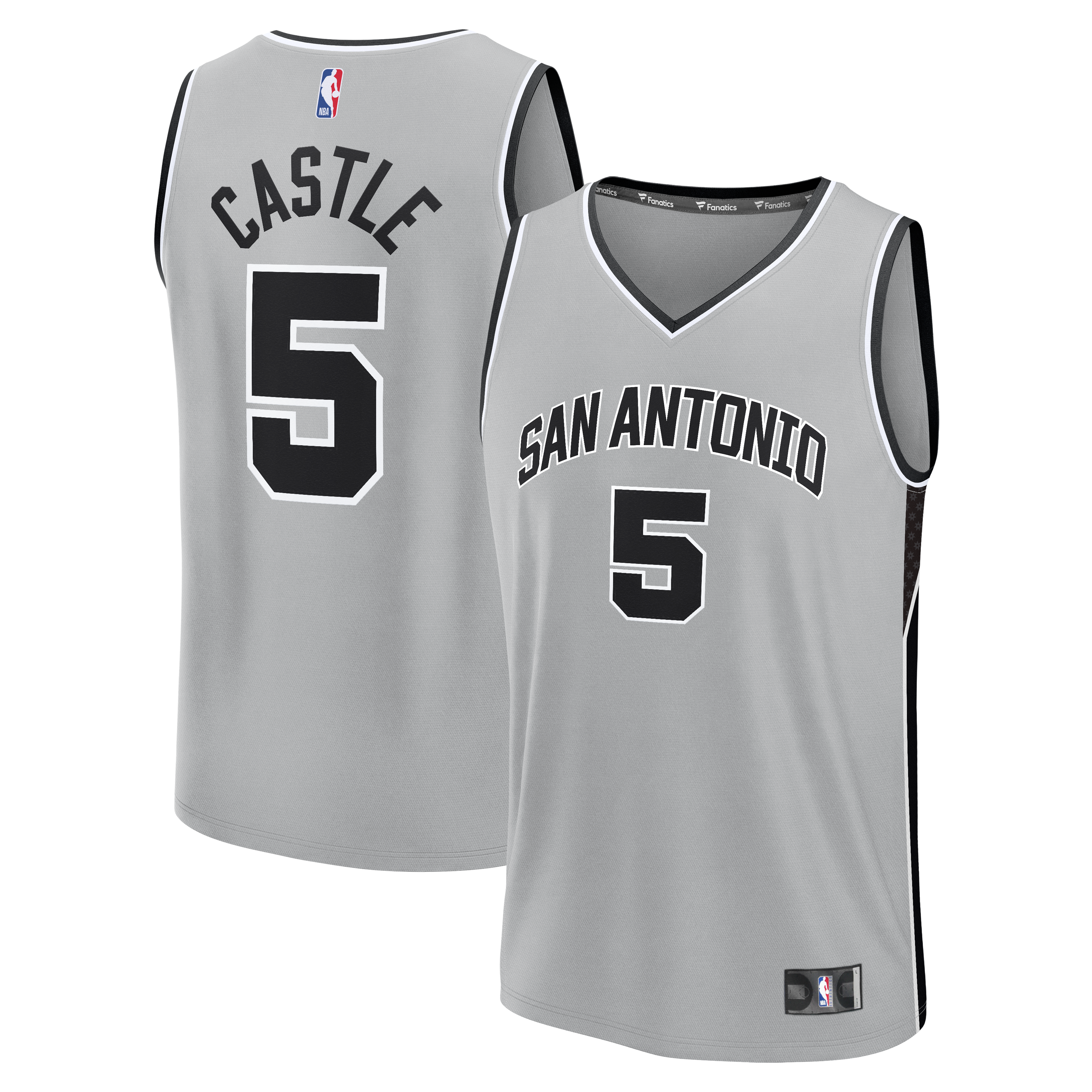 Stephon Castle San Antonio Spurs Fast Break Jersey - Statement Edition - Silver - Image 2