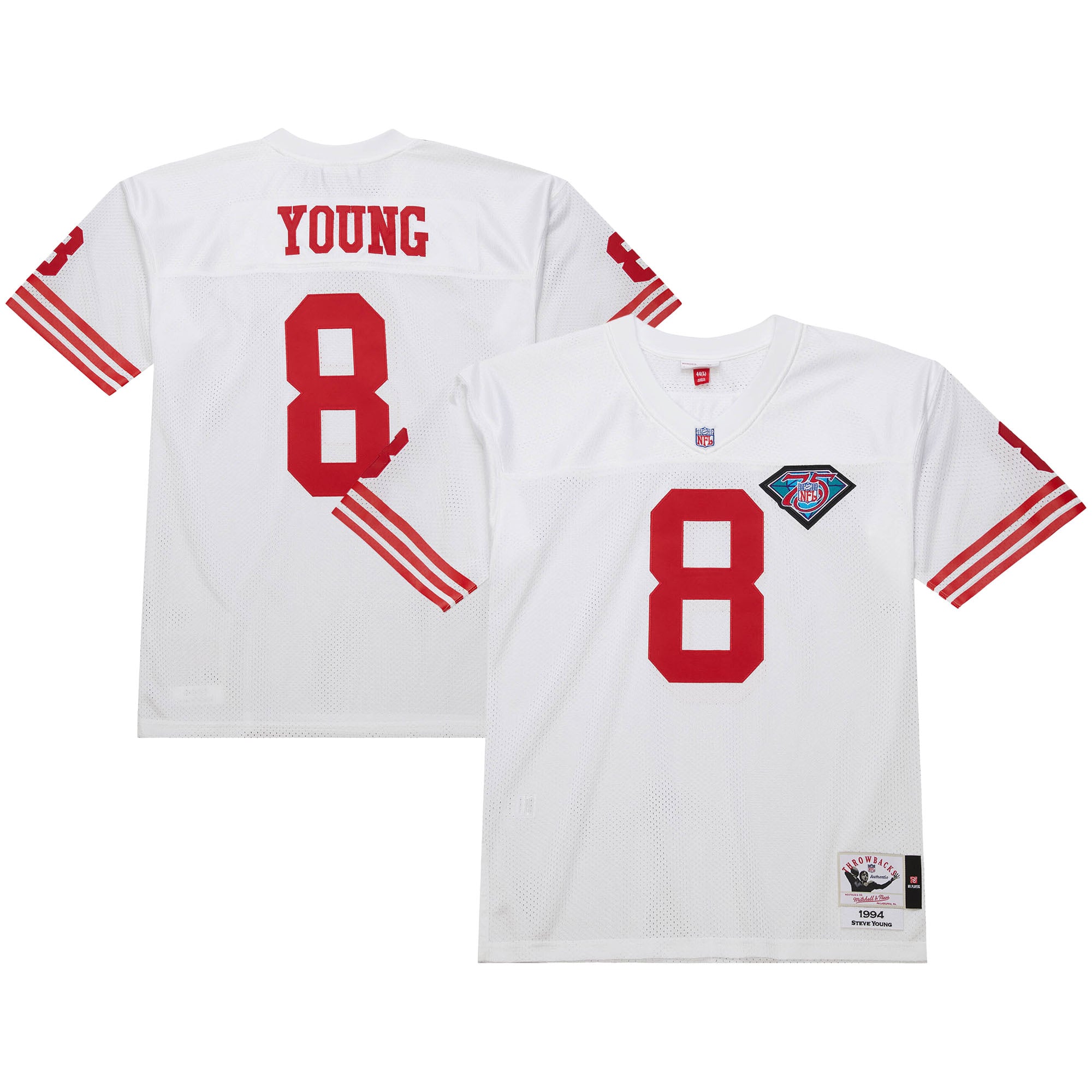 Steve Young San Francisco 49ers 1994 Throwback Retired Player Jersey - White - Image 2
