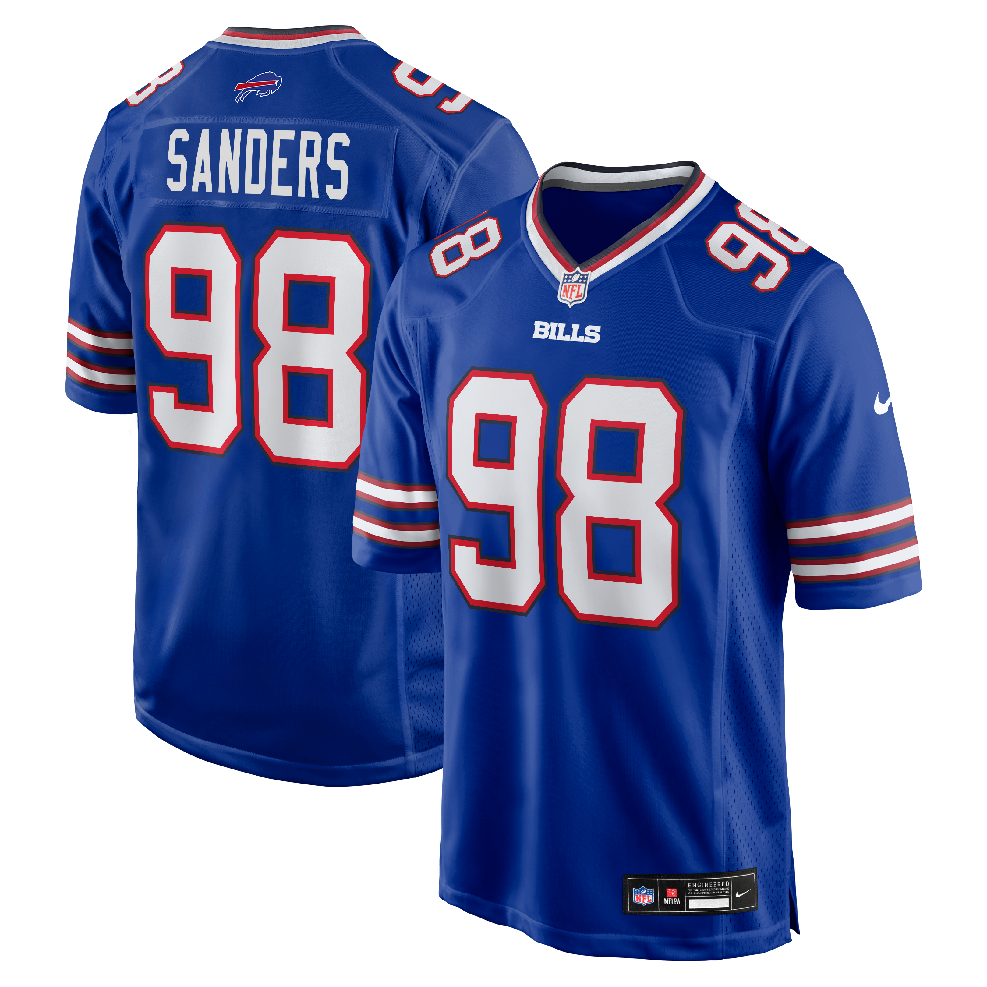 T.J. Sanders Buffalo Bills Team Game Jersey - Royal - Image 2