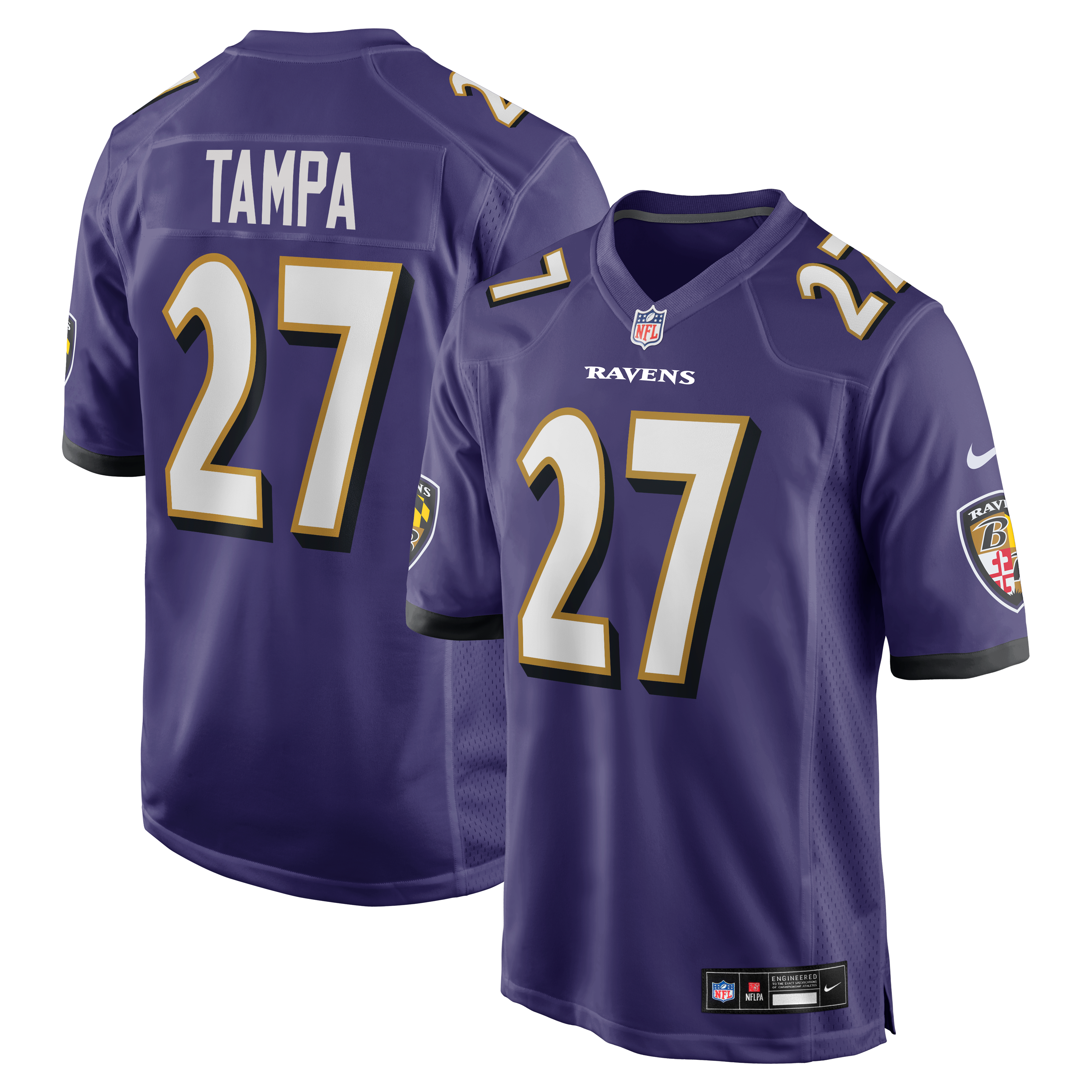 T.J. Tampa Baltimore Ravens Team Game Jersey - Purple