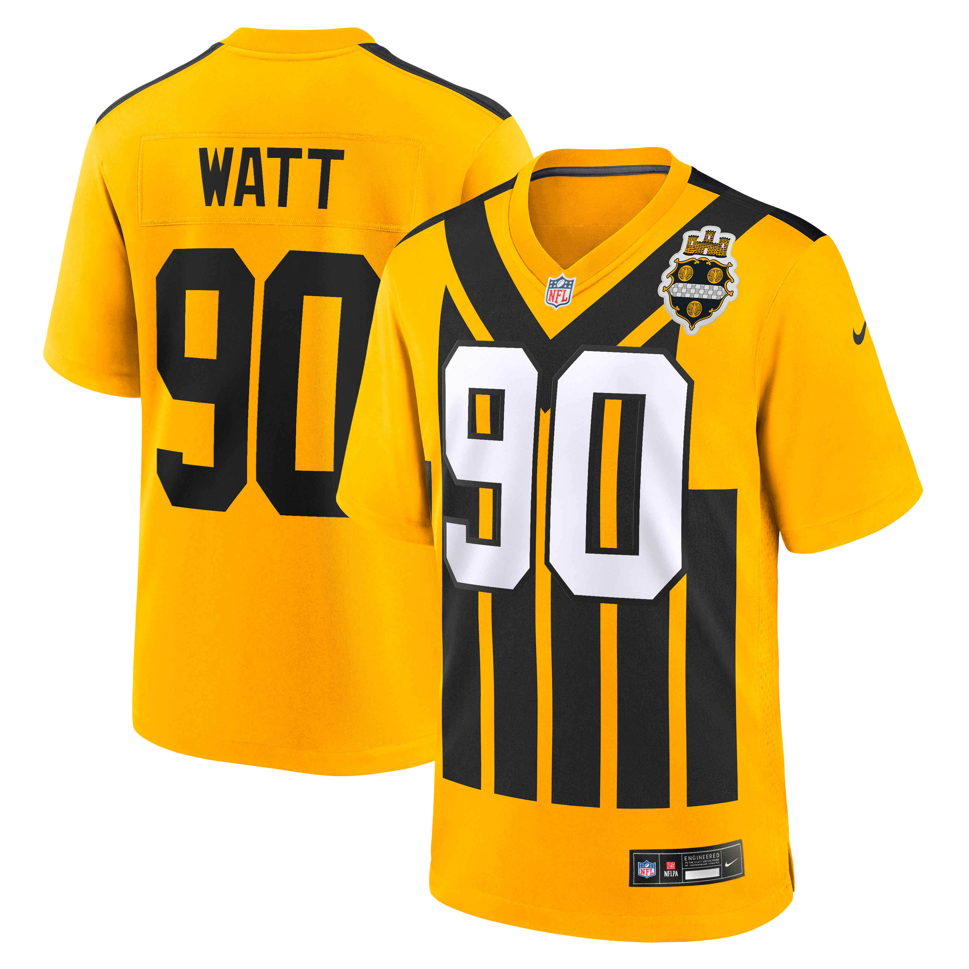 T.J. Watt Pittsburgh Steelers Alternate 1933 Throwback Game Jersey - Gold - Image 2