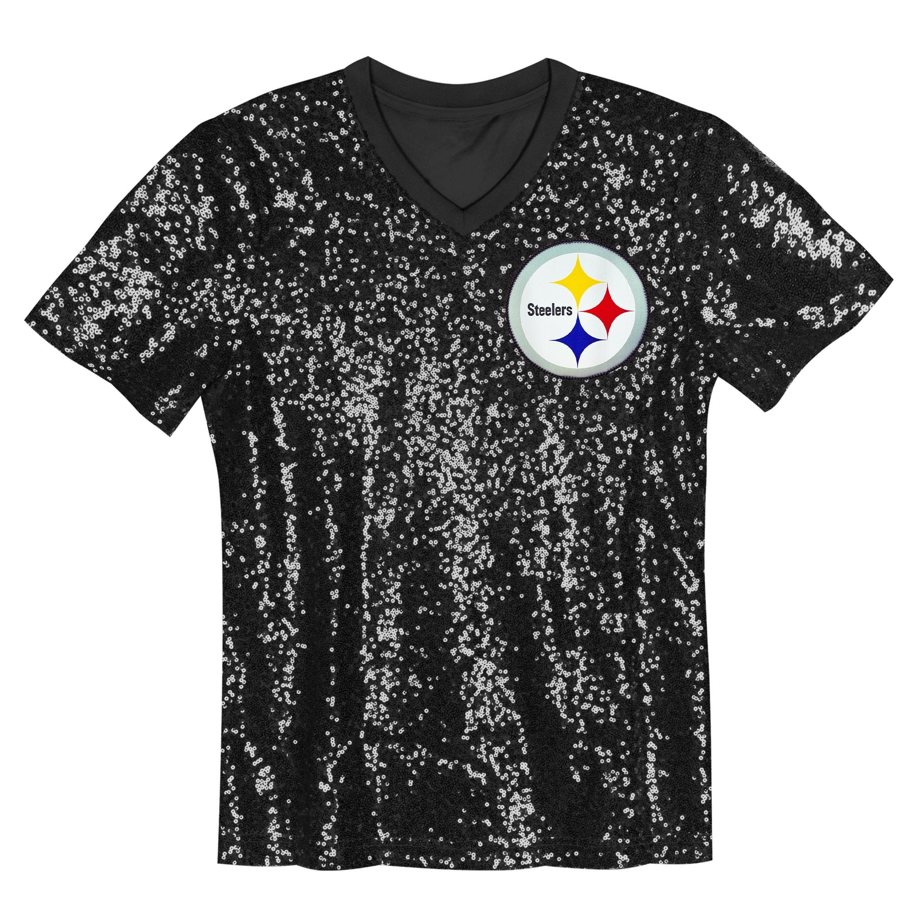 T.J. Watt Pittsburgh Steelers Girls Youth Sequin V-Neck Fashion Jersey - Black - Image 3