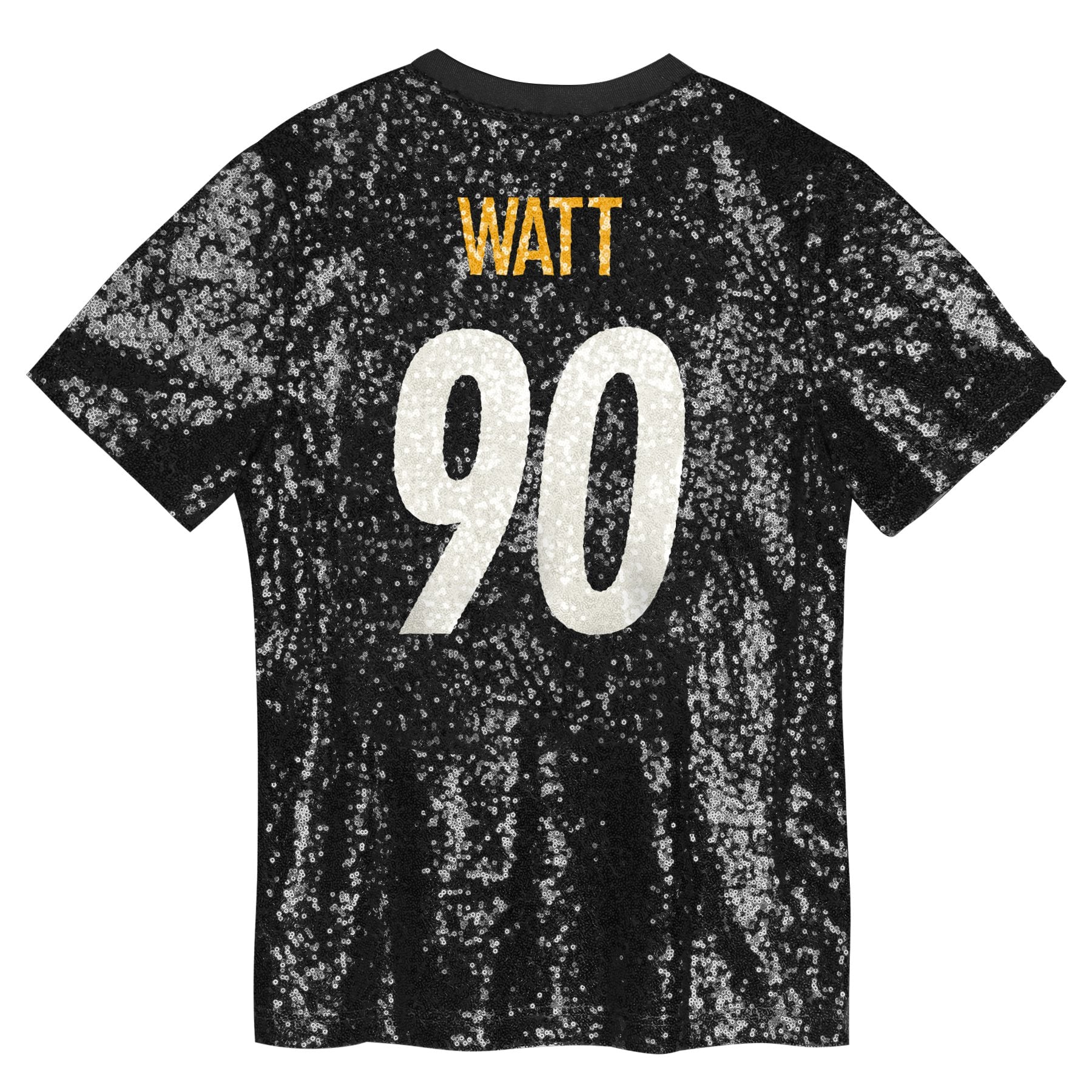 T.J. Watt Pittsburgh Steelers Girls Youth Sequin V-Neck Fashion Jersey - Black - Image 4