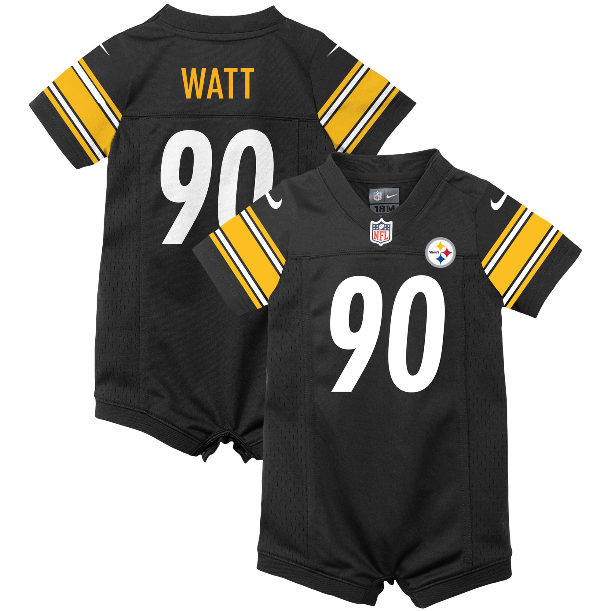 T.J. Watt Pittsburgh Steelers Infant Game Romper Jersey - Black - Image 2