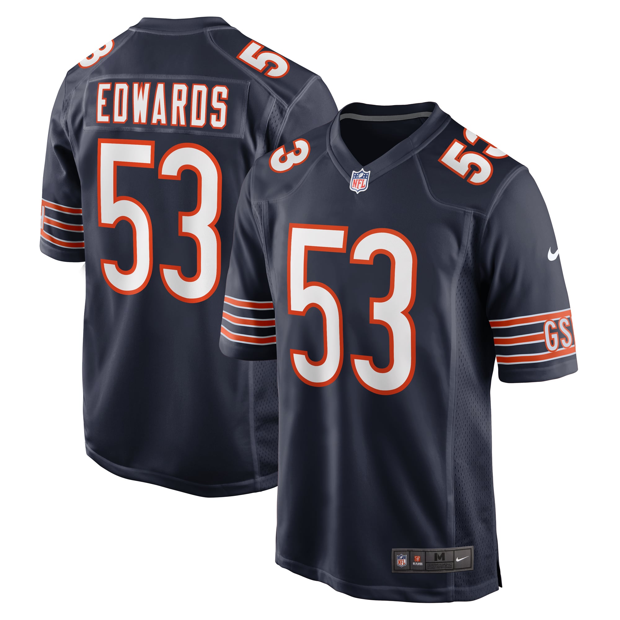 TJ Edwards Chicago Bears Game Player Jersey - Navy - Image 2