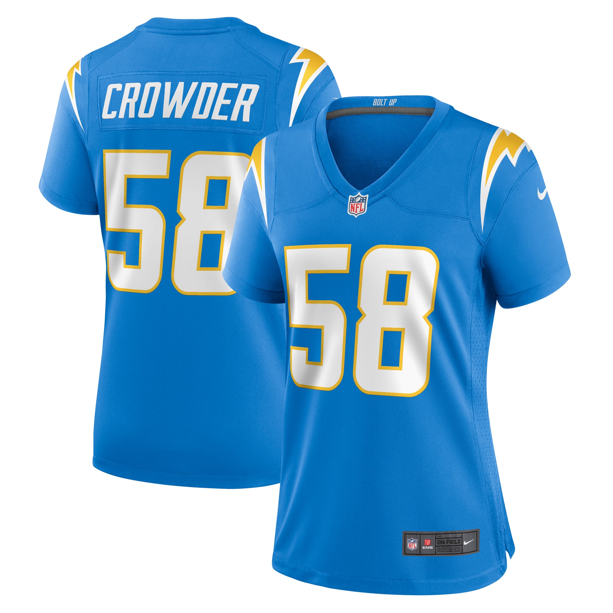 Tae Crowder Los Angeles Chargers Women's Team Game Jersey - Powder Blue - Image 2
