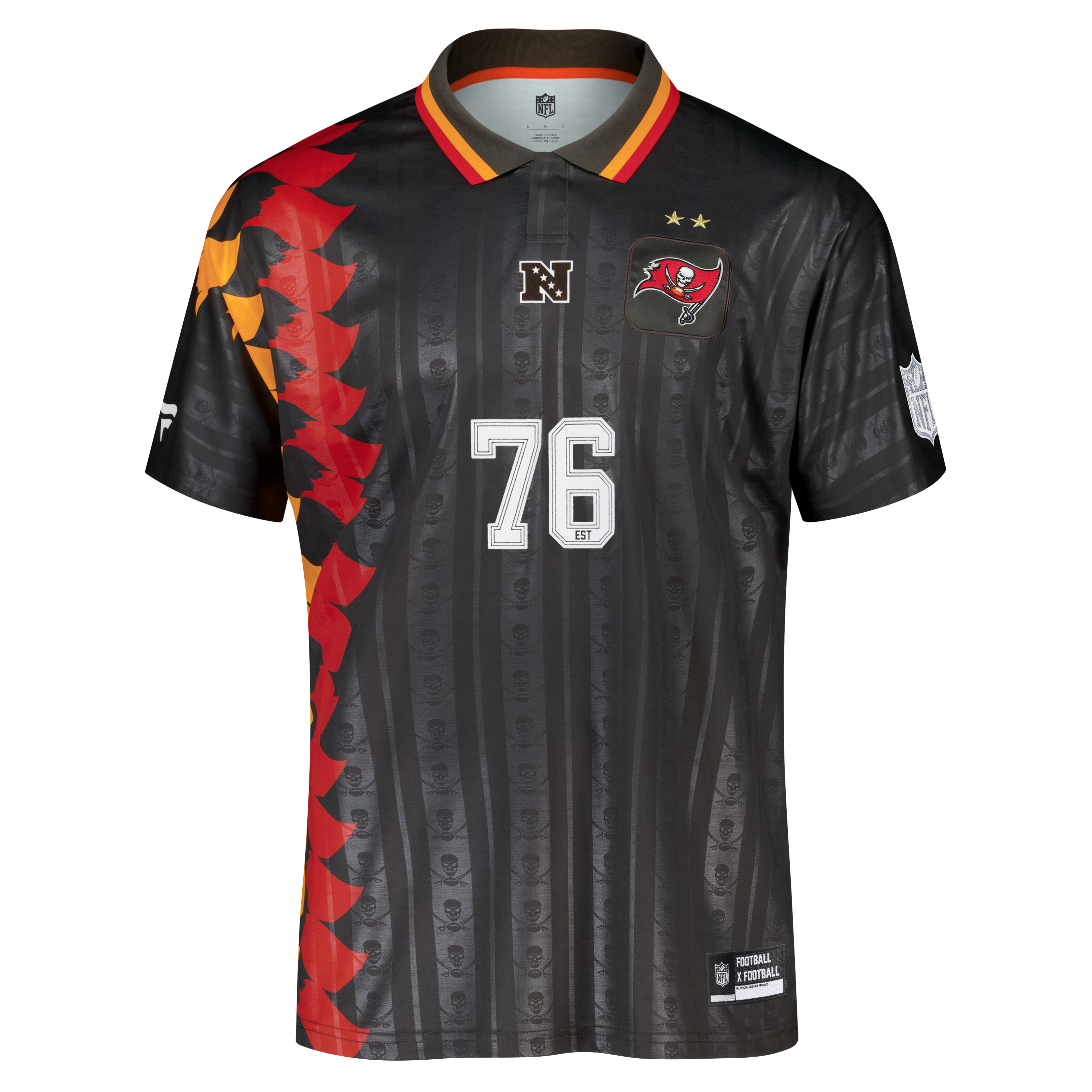 Tampa Bay Buccaneers Youth Football x Football Collared Fan Top - Pewter - Image 12