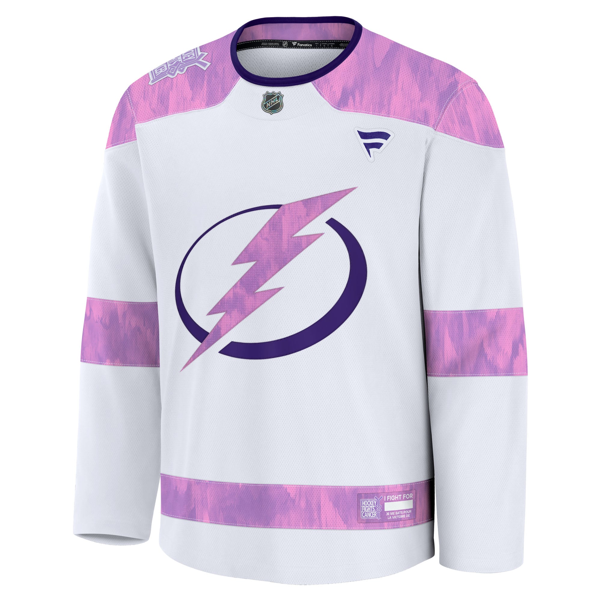 Tampa Bay Lightning Hockey Fights Cancer Survivor Practice Jersey - White - Image 3