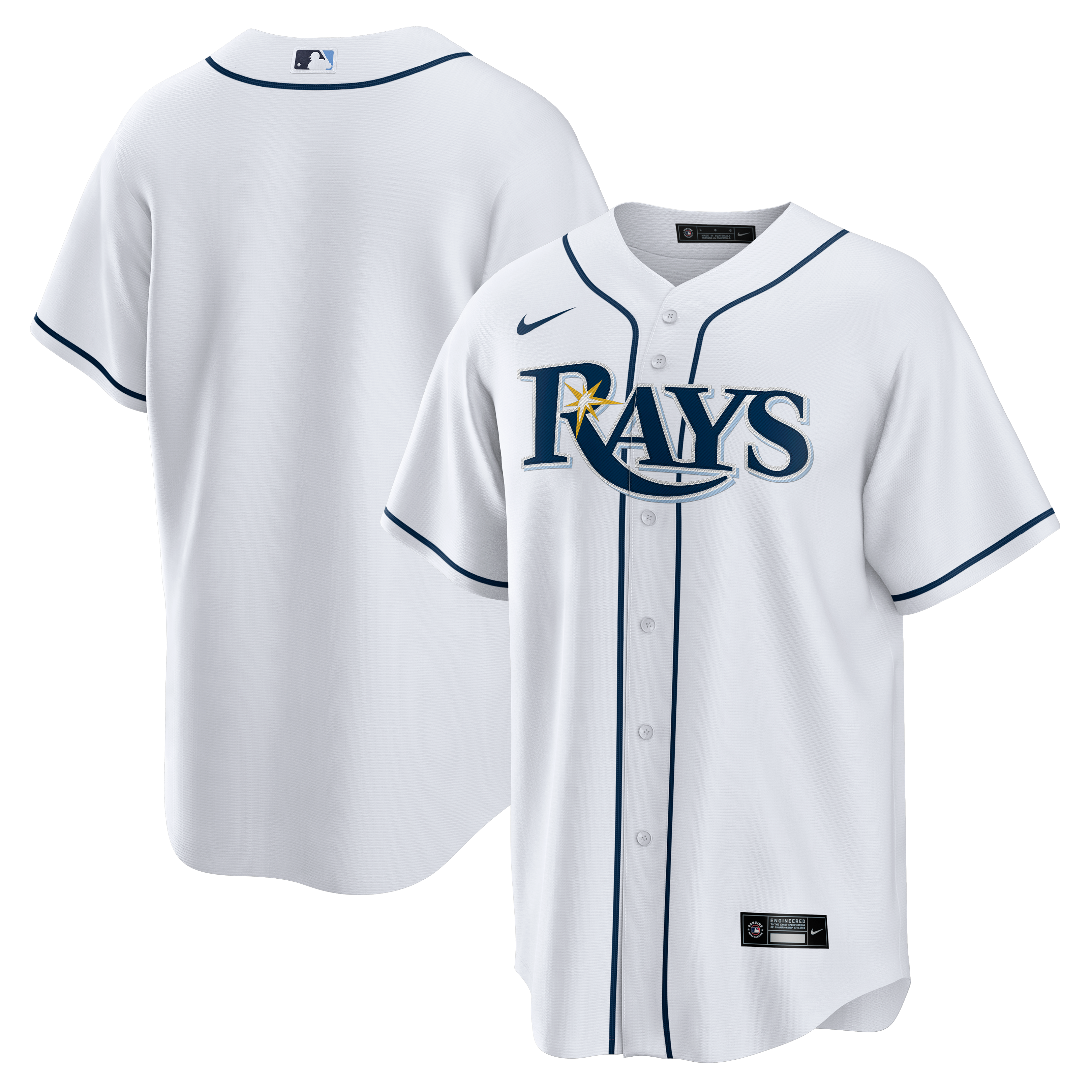 Tampa Bay Rays Home Big & Tall Jersey - White - Image 2