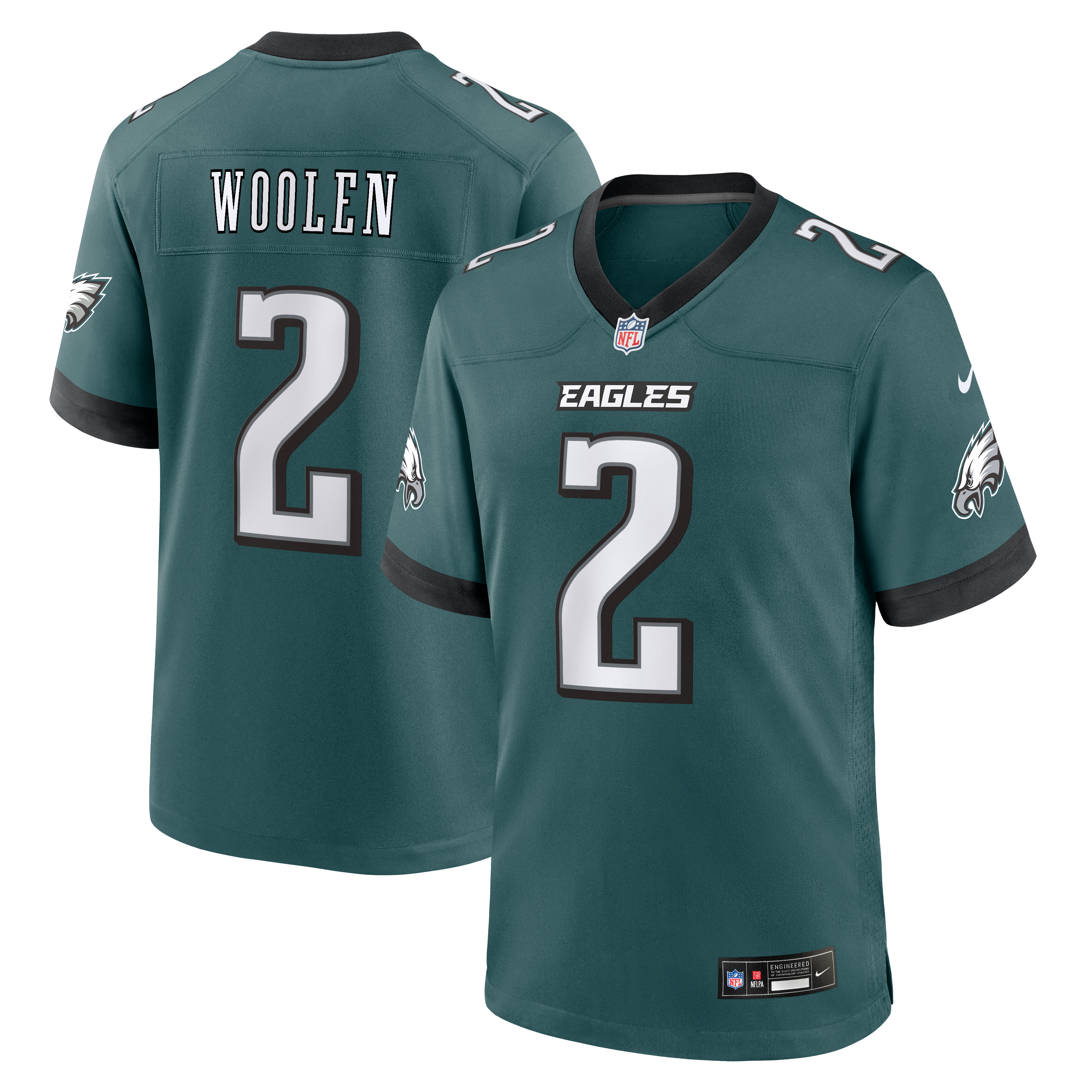 Tariq Woolen Philadelphia Eagles Alternate Game Jersey - Kelly Green - Midnight Green - Image 2