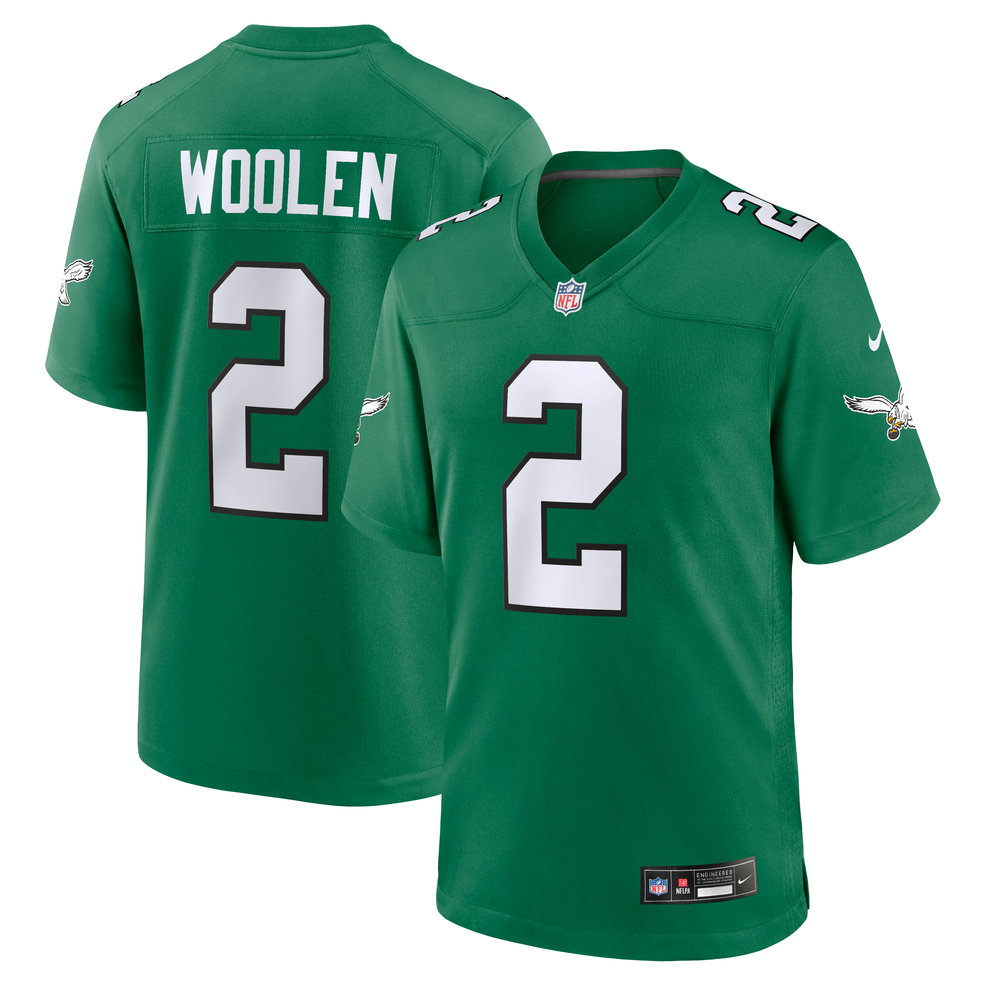 Tariq Woolen Philadelphia Eagles Team Game Jersey - Kelly Green - Image 2