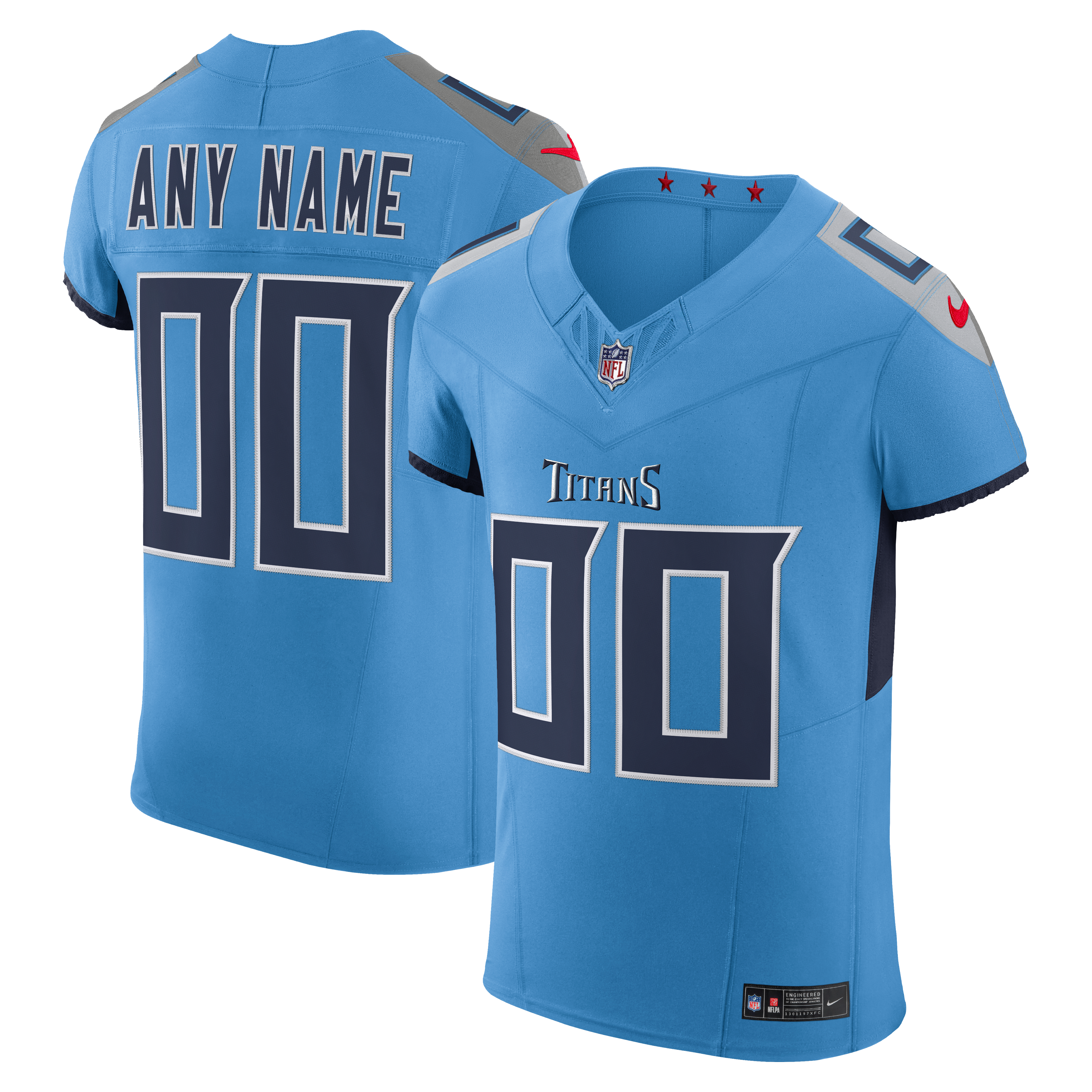 Tennessee Titans Team Vapor F.U.S.E. Elite Custom Jersey - Light Blue - Image 2