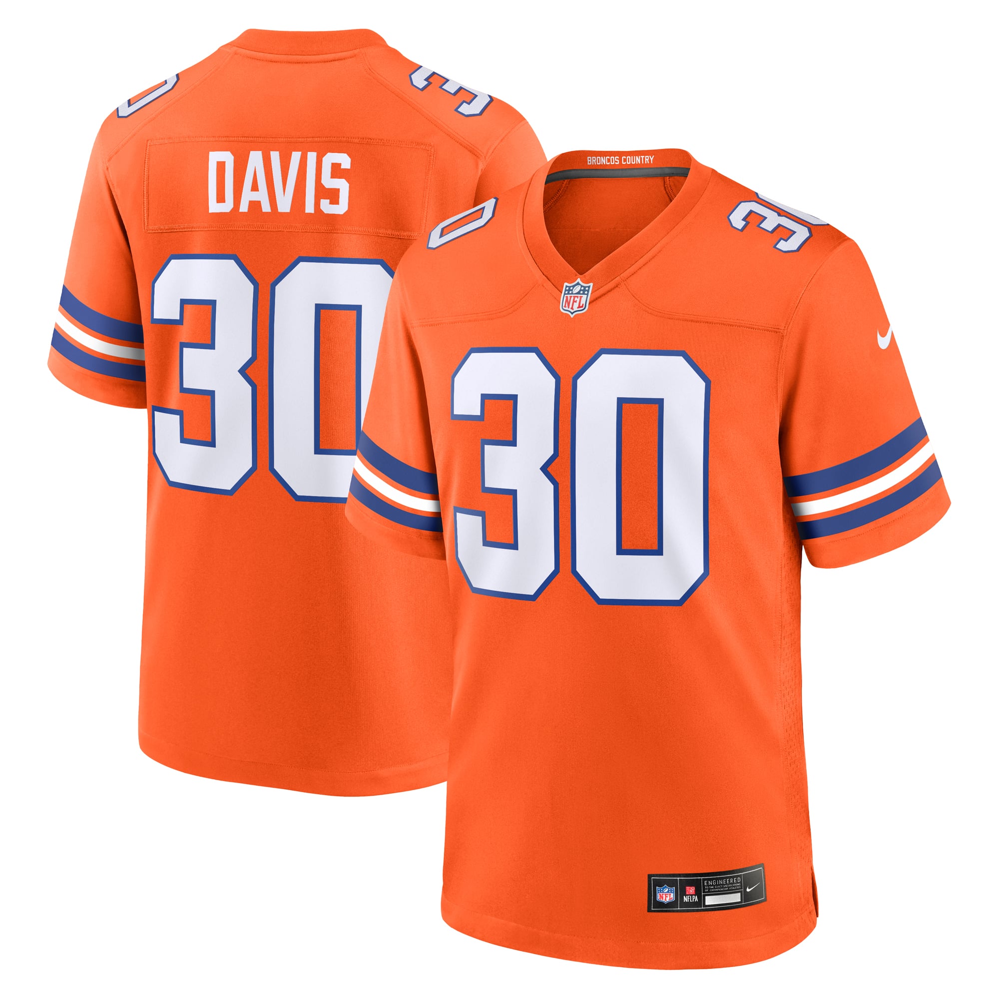 Terrell Davis Denver Broncos Retired Player Alternate Game Jersey - Orange - Image 2