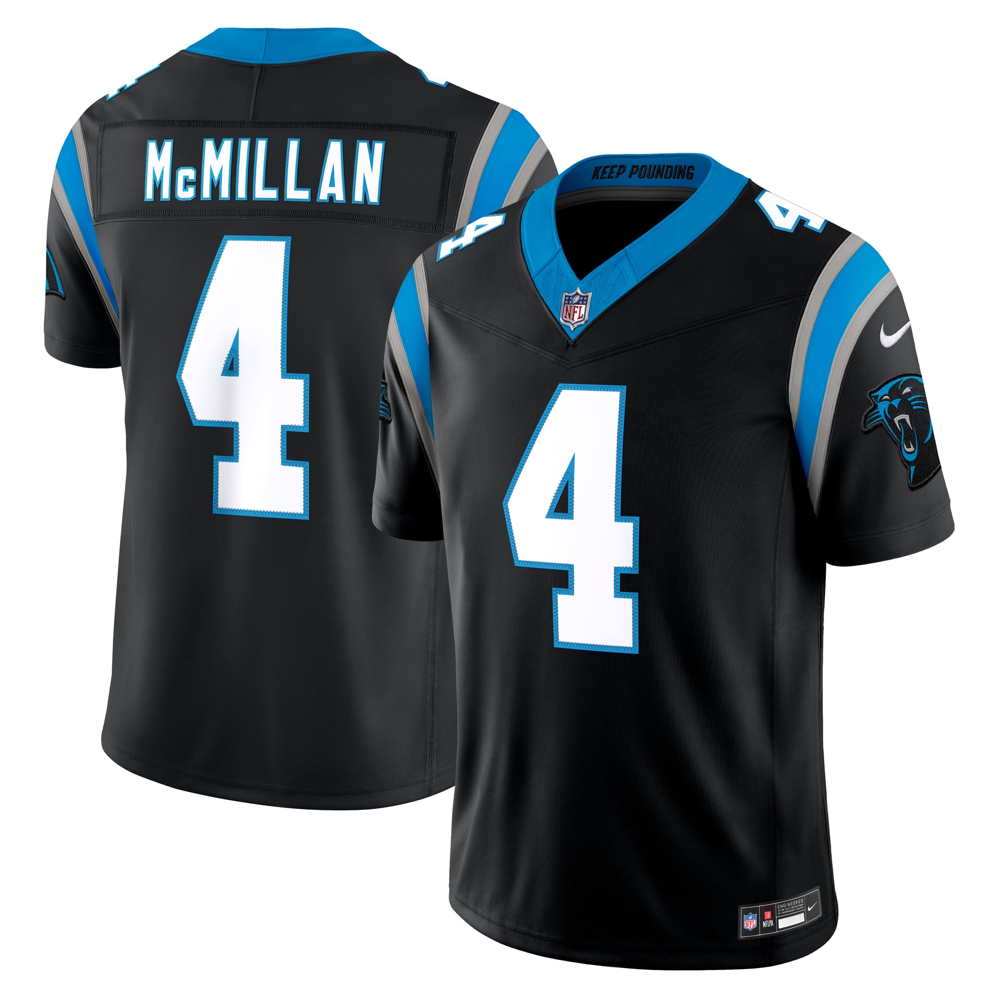 Tetairoa McMillan Carolina Panthers Team Vapor F.U.S.E. Stitched Limited Jersey - Black
