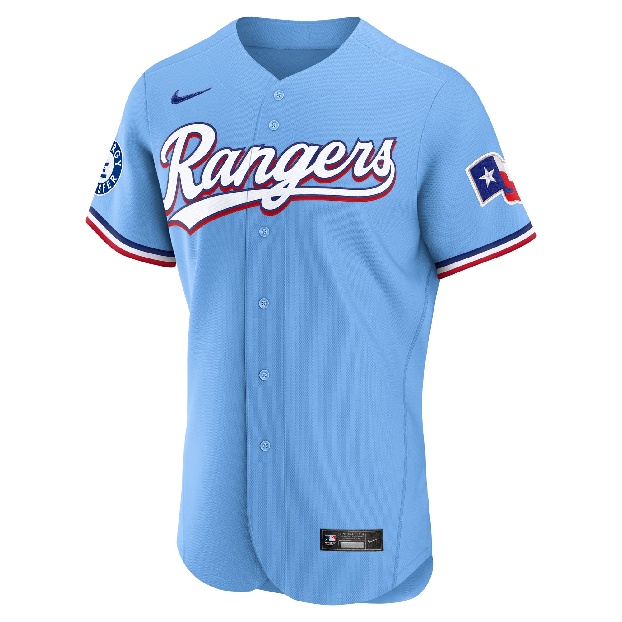 Texas Rangers Home Sponsor Patch Jersey - Light Blue - Image 3
