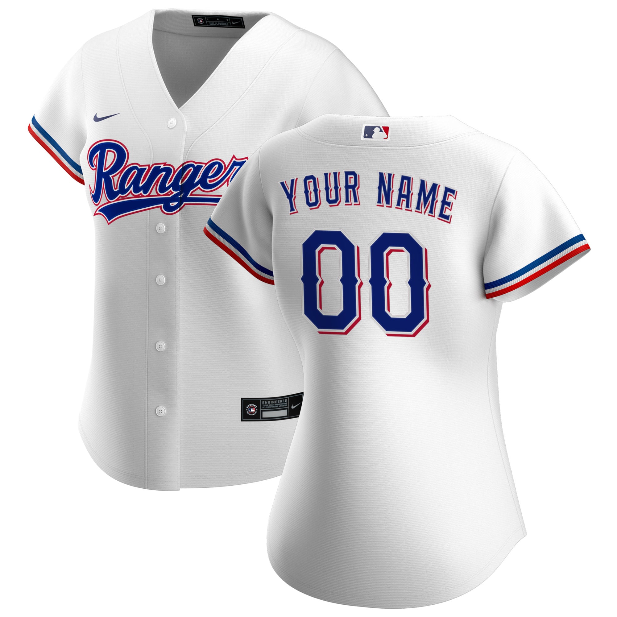 Texas Rangers Women's Home Custom Jersey - White - Image 2