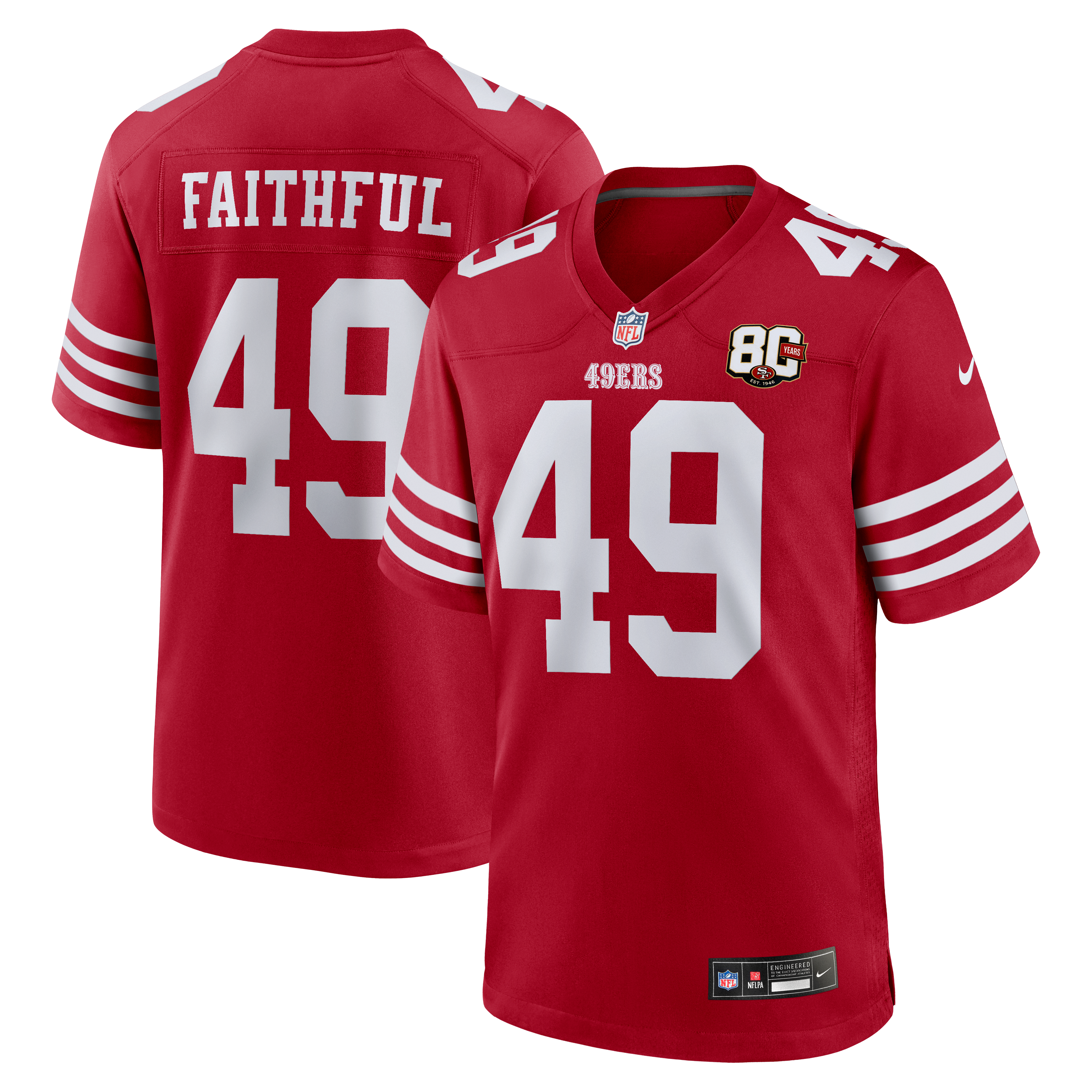The Faithful San Francisco 49ers 80th Anniversary Game Jersey - Scarlet - Image 2