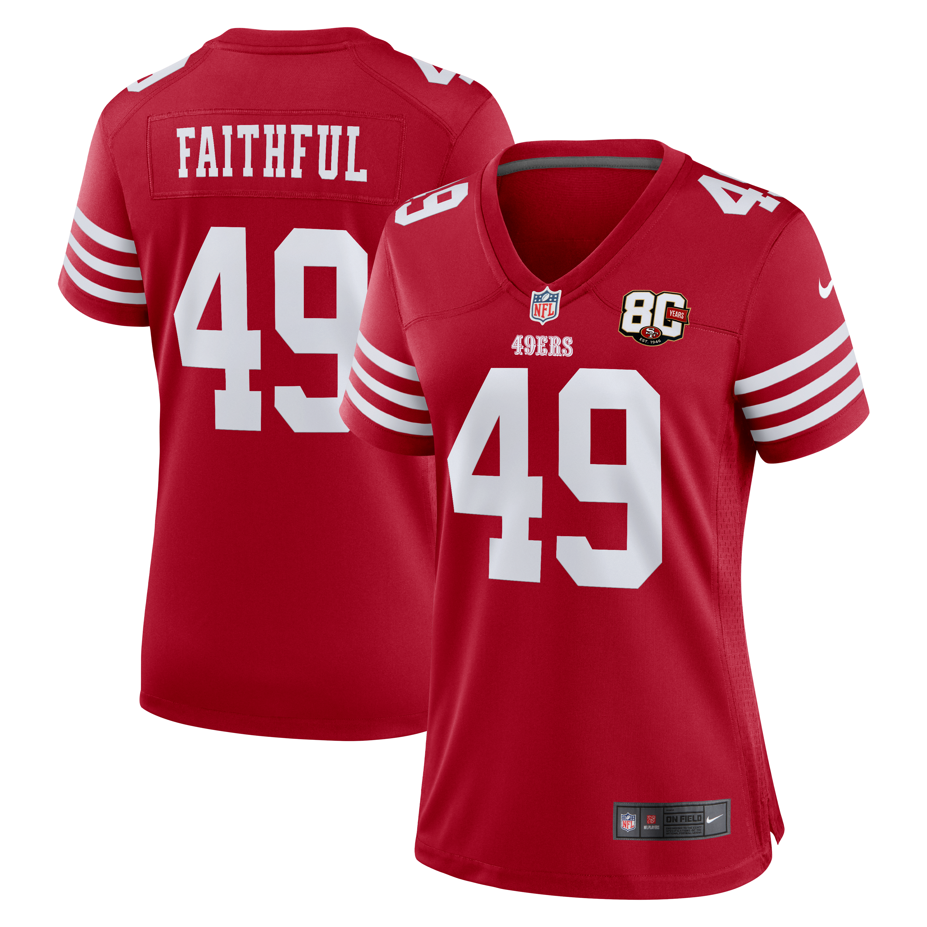 The Faithful San Francisco 49ers Women's 80th Anniversary Game Jersey - Scarlet