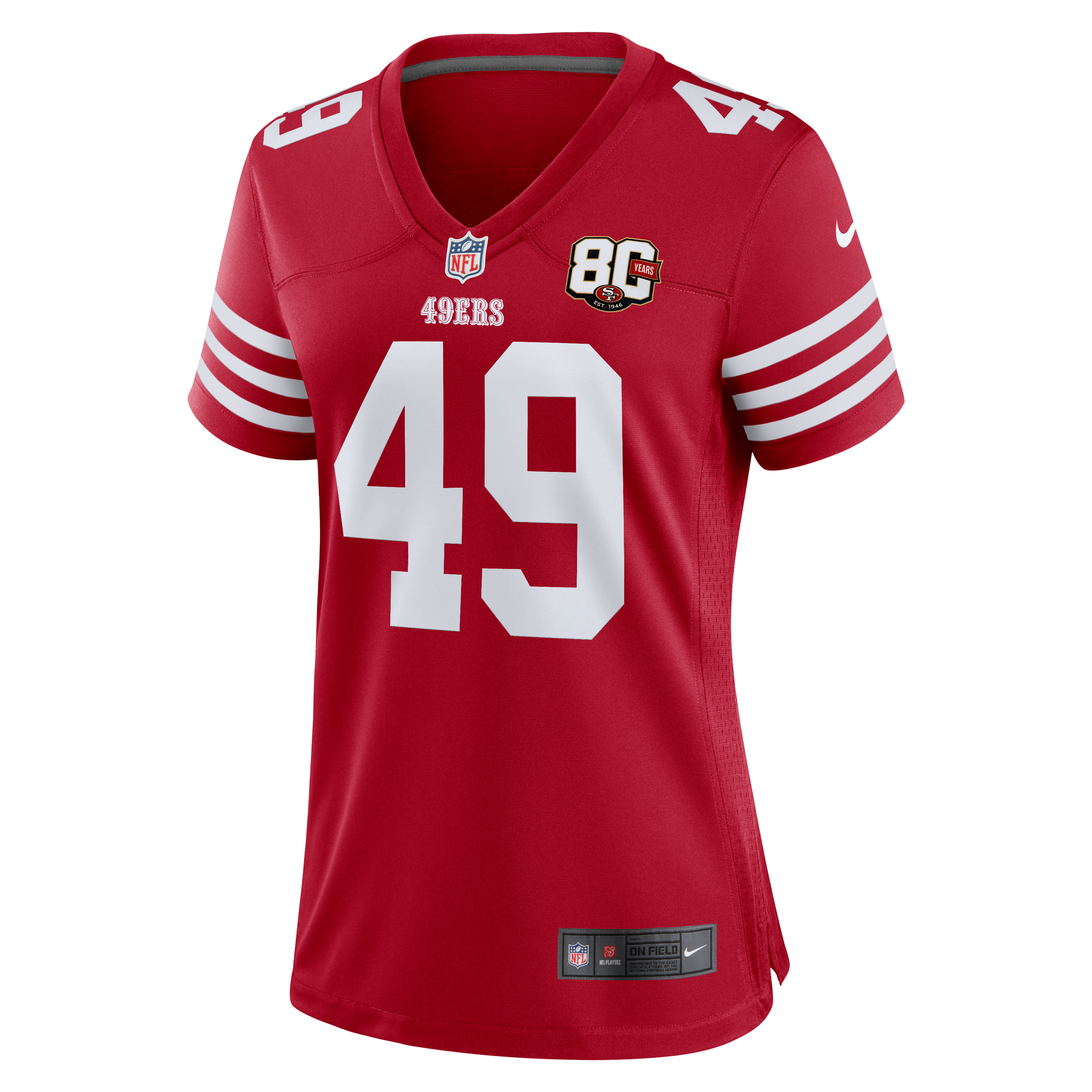 The Faithful San Francisco 49ers Women's 80th Anniversary Game Jersey - Scarlet - Image 3