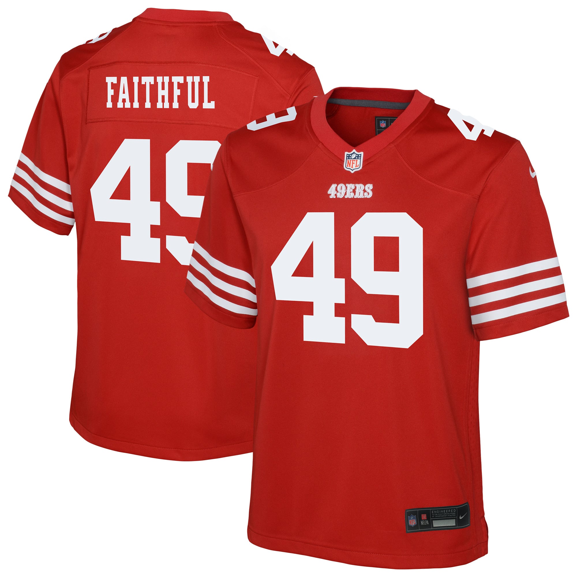 The Faithful San Francisco 49ers Youth Team Game Jersey - Scarlet - Image 2