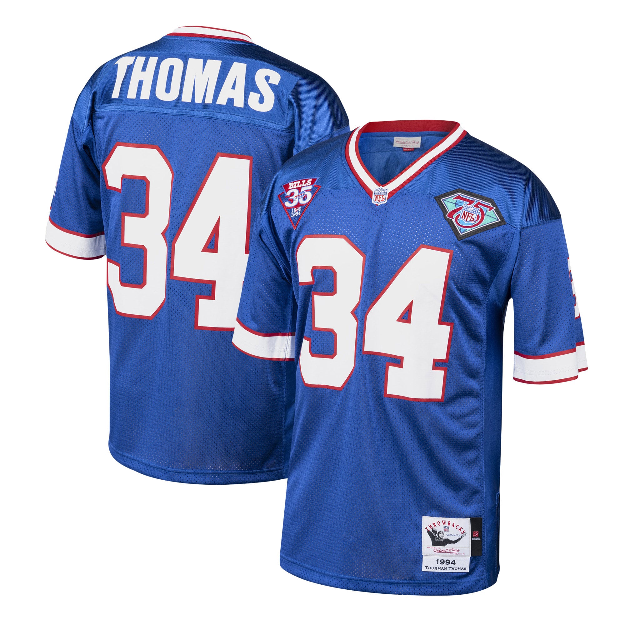 Thurman Thomas Buffalo Bills 1985 Throwback Retired Player Jersey - Royal - Image 2