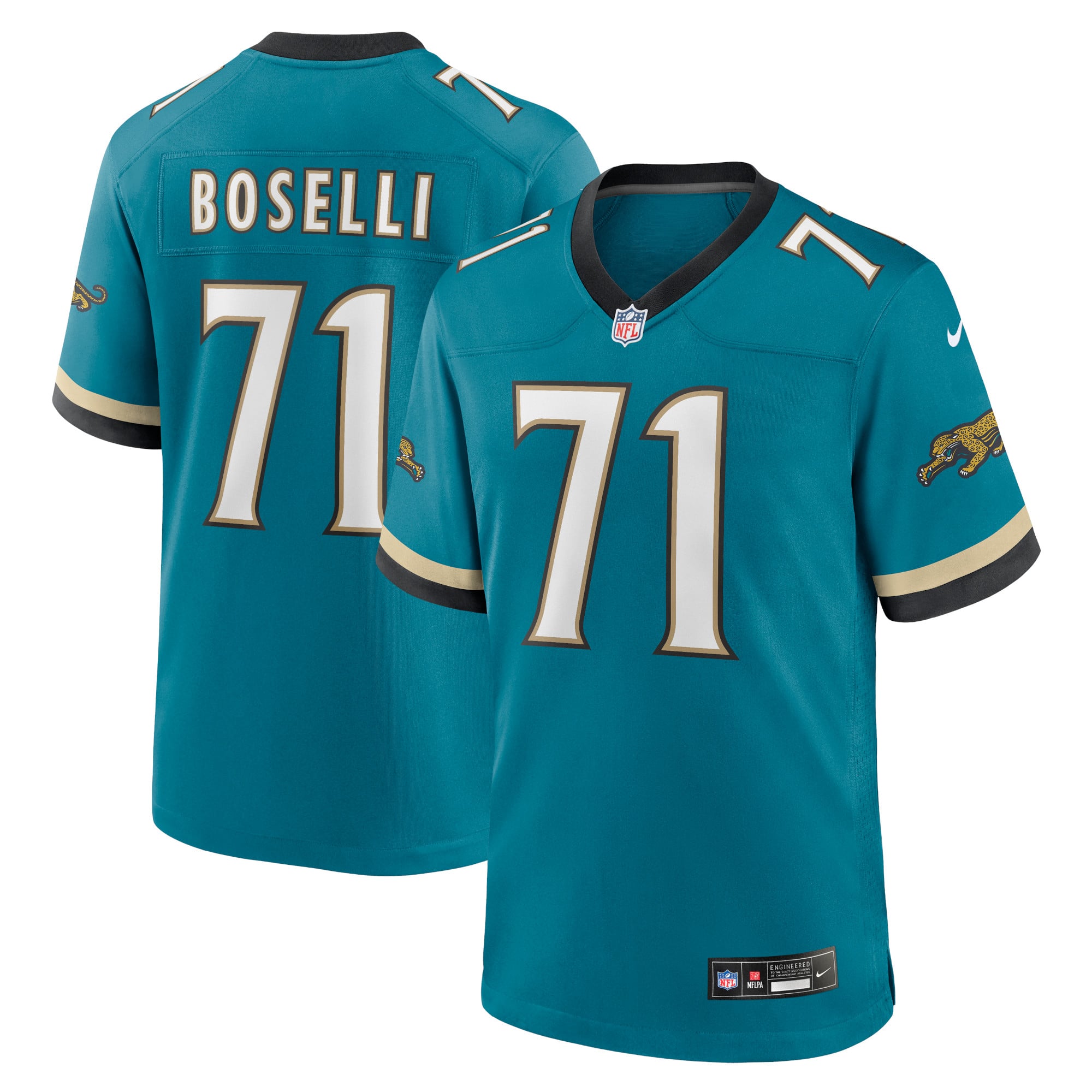 Tony Boselli Jacksonville Jaguars Prowler Throwback Retired Player Game Jersey - Teal - Image 2