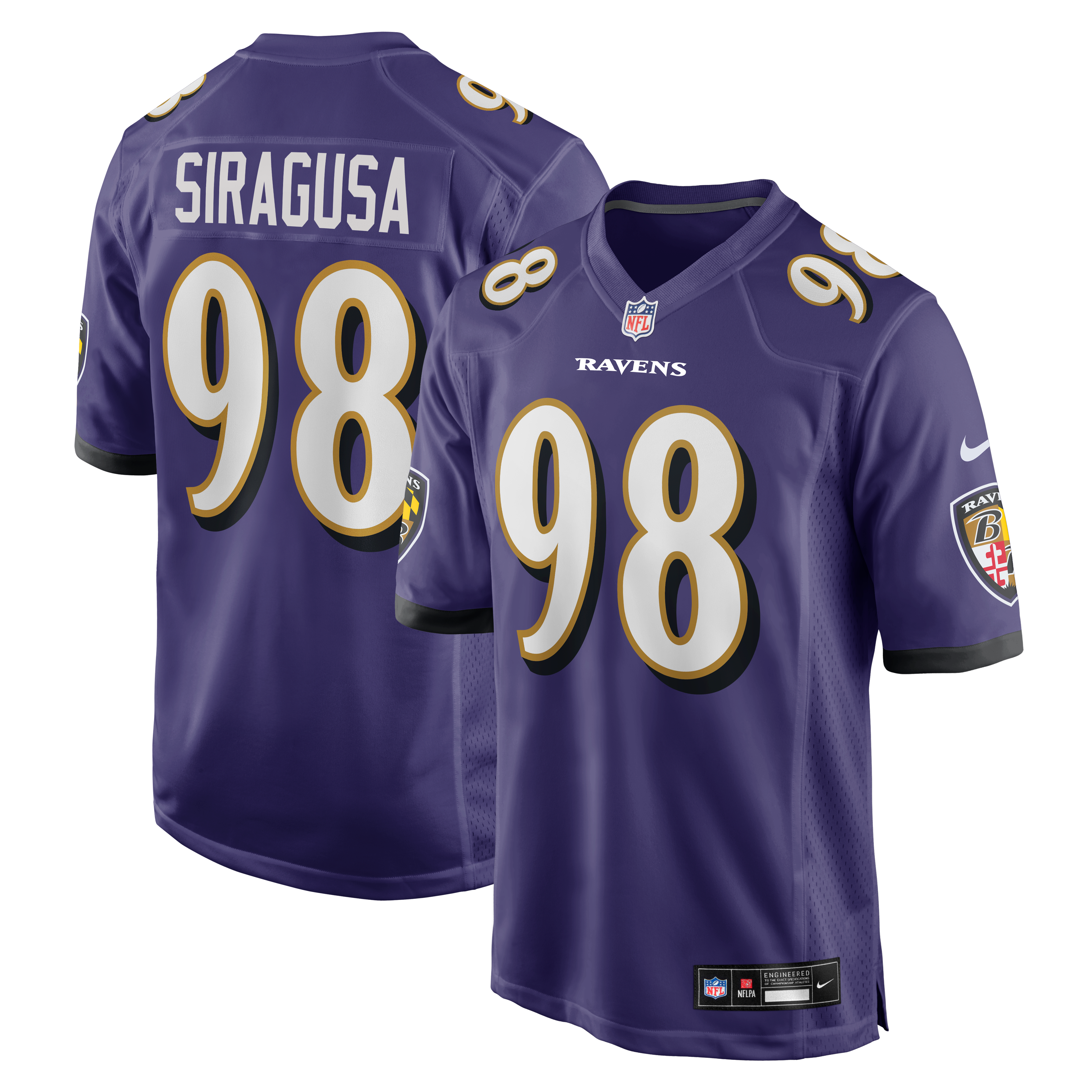 Tony Siragusa Baltimore Ravens Game Retired Player Jersey - Purple - Image 2