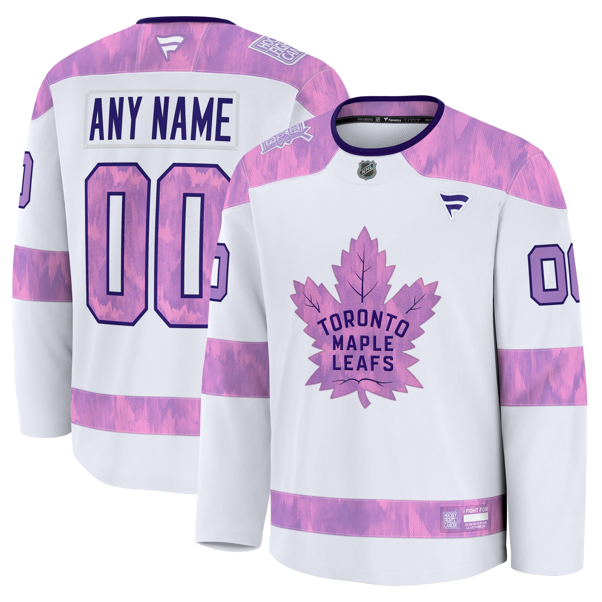 Toronto Maple Leafs 2024 Hockey Fights Cancer Custom Practice Jersey - White