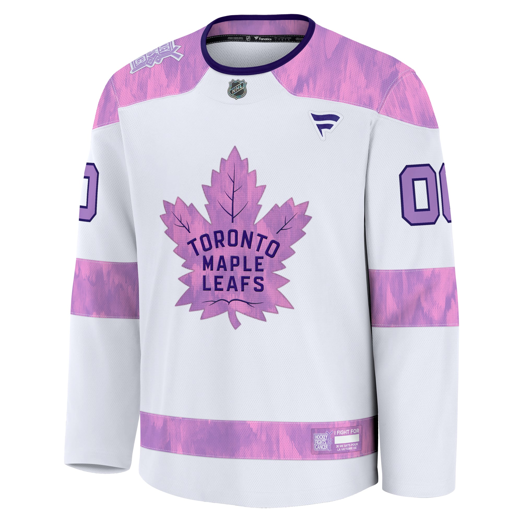 Toronto Maple Leafs 2024 Hockey Fights Cancer Custom Practice Jersey - White - Image 3