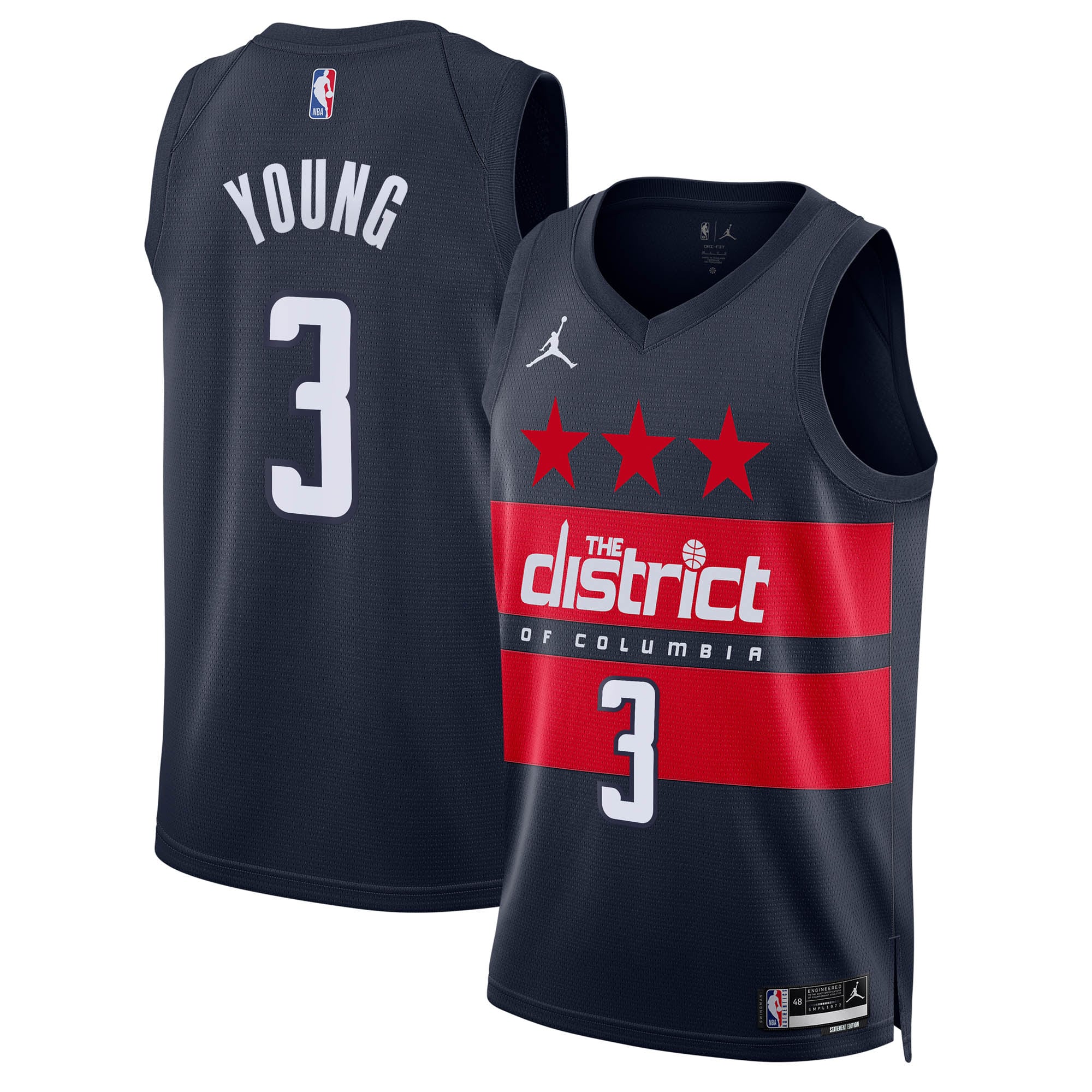 Trae Young Washington Wizards Jordan Brand Unisex Swingman Jersey - Statement Edition - Navy - Image 2