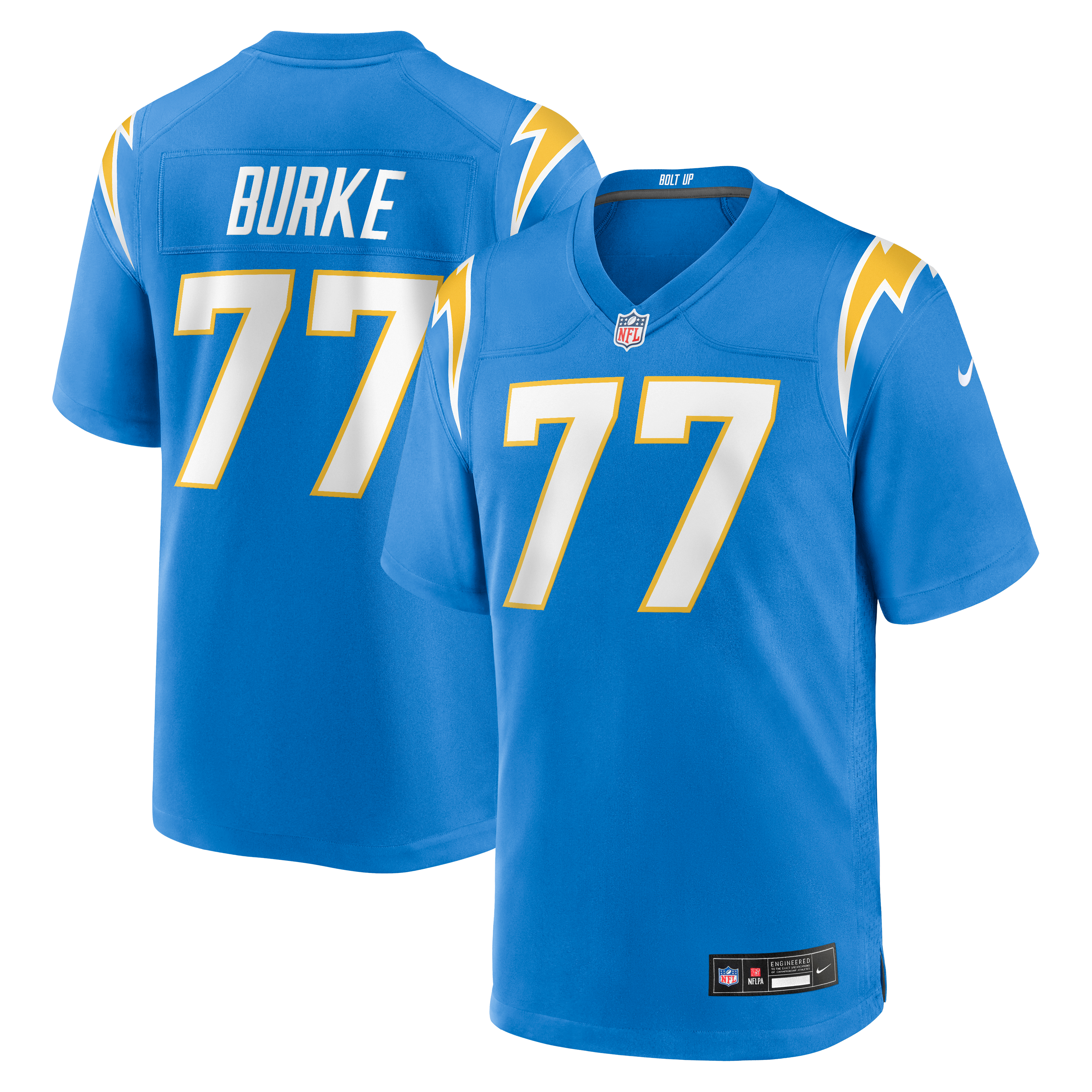 Travis Burke Los Angeles Chargers Team Game Jersey - Powder Blue - Image 2