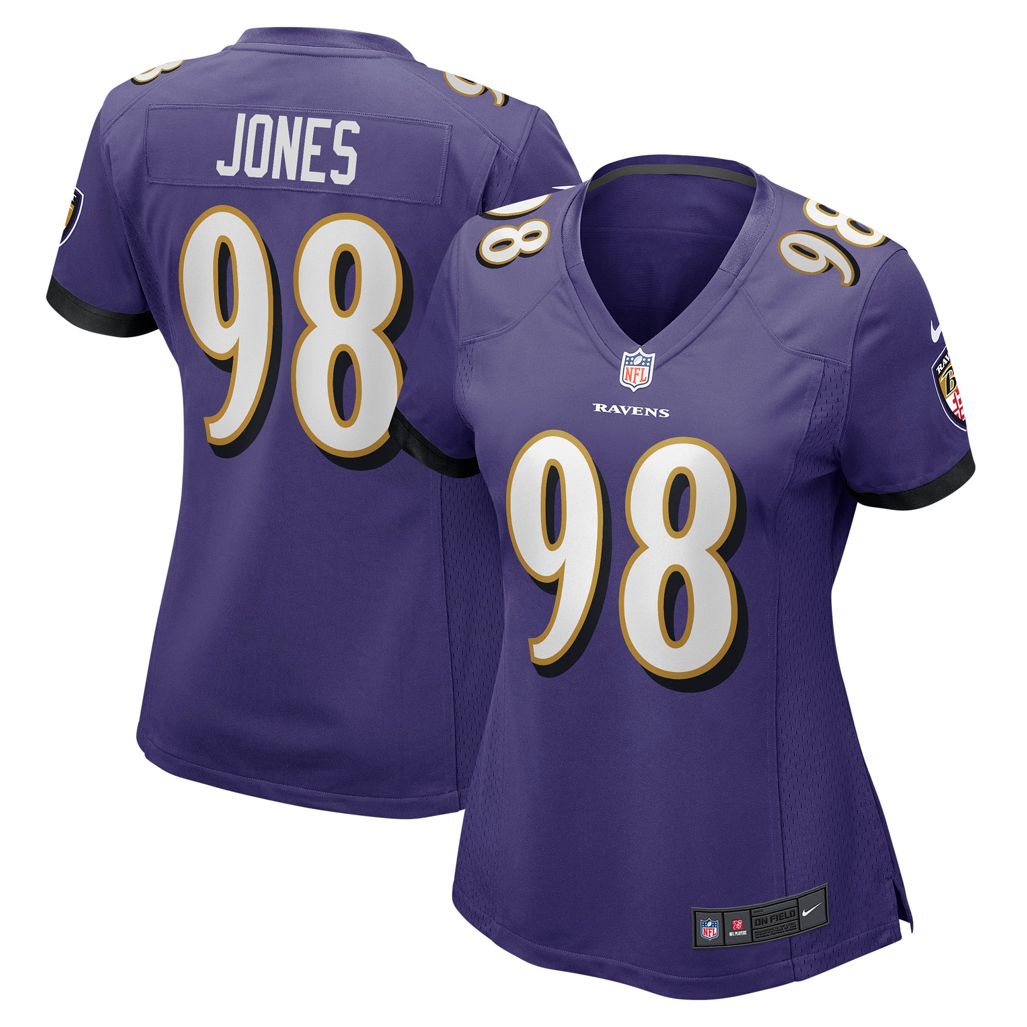 Travis Jones Baltimore Ravens Women's Player Game Jersey - Purple - Image 2